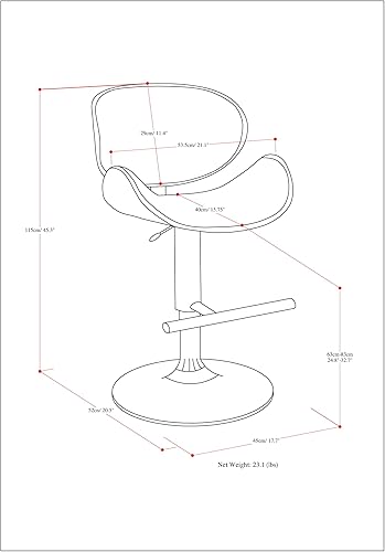 Miniatura 142 de SIMPLIHOME Marana - Taburete de bar giratorio ajustable – Silla tapizada de metal de 33 pulgadas de altura de asiento en piel sintética vegana