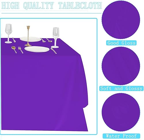 Miniatura 4 de HASJOIN Paquete de 10 manteles rectangulares color morado para mesa rectangular de 60 x 102 pulgadas, mantel de poliéster de 6 pies para mesa