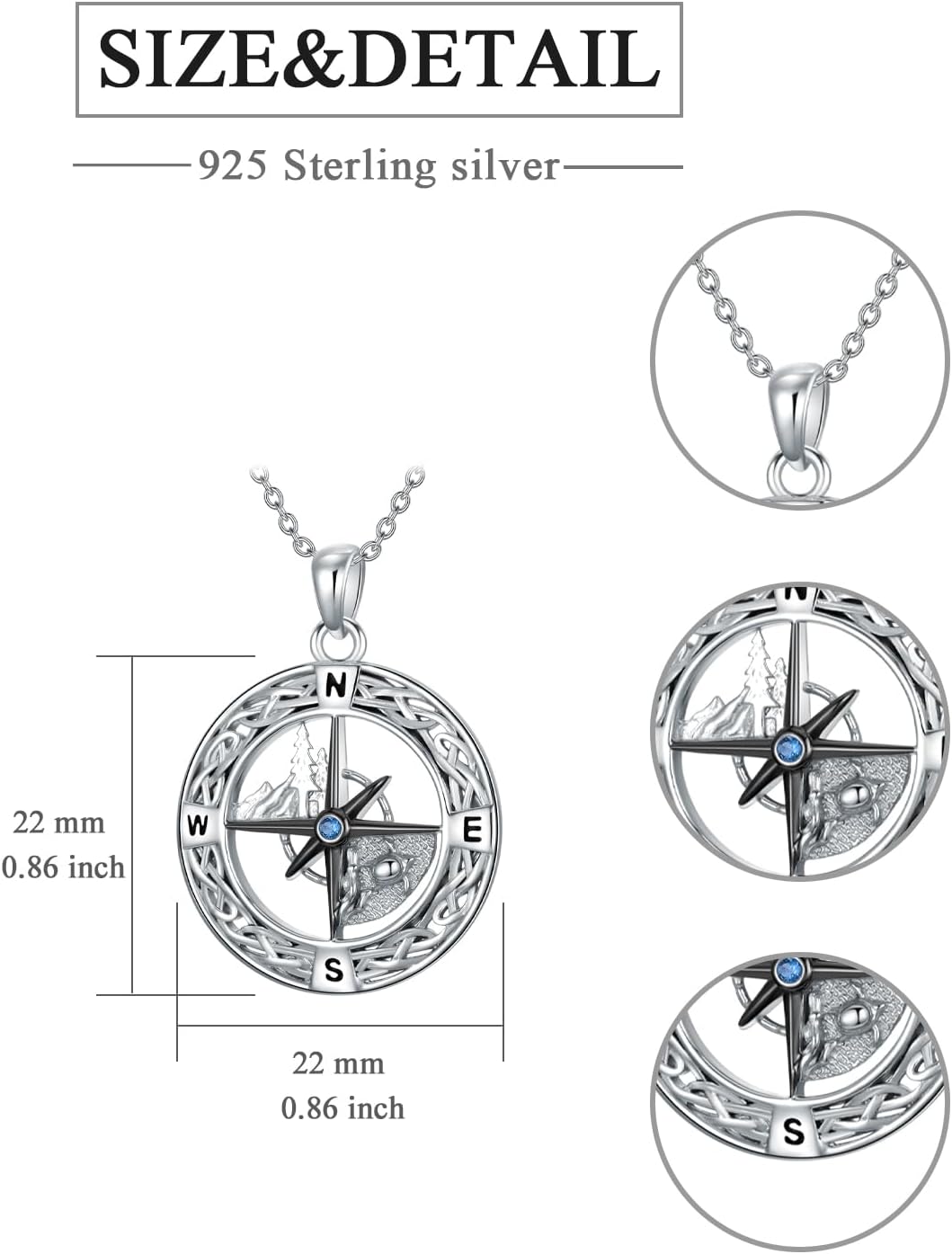 925 Sterling Silver Womens Graduation Necklace Compass/Musical Instruments/Grad Hat Pendant for Women Men Christmas Jewelry Gift - Image 6