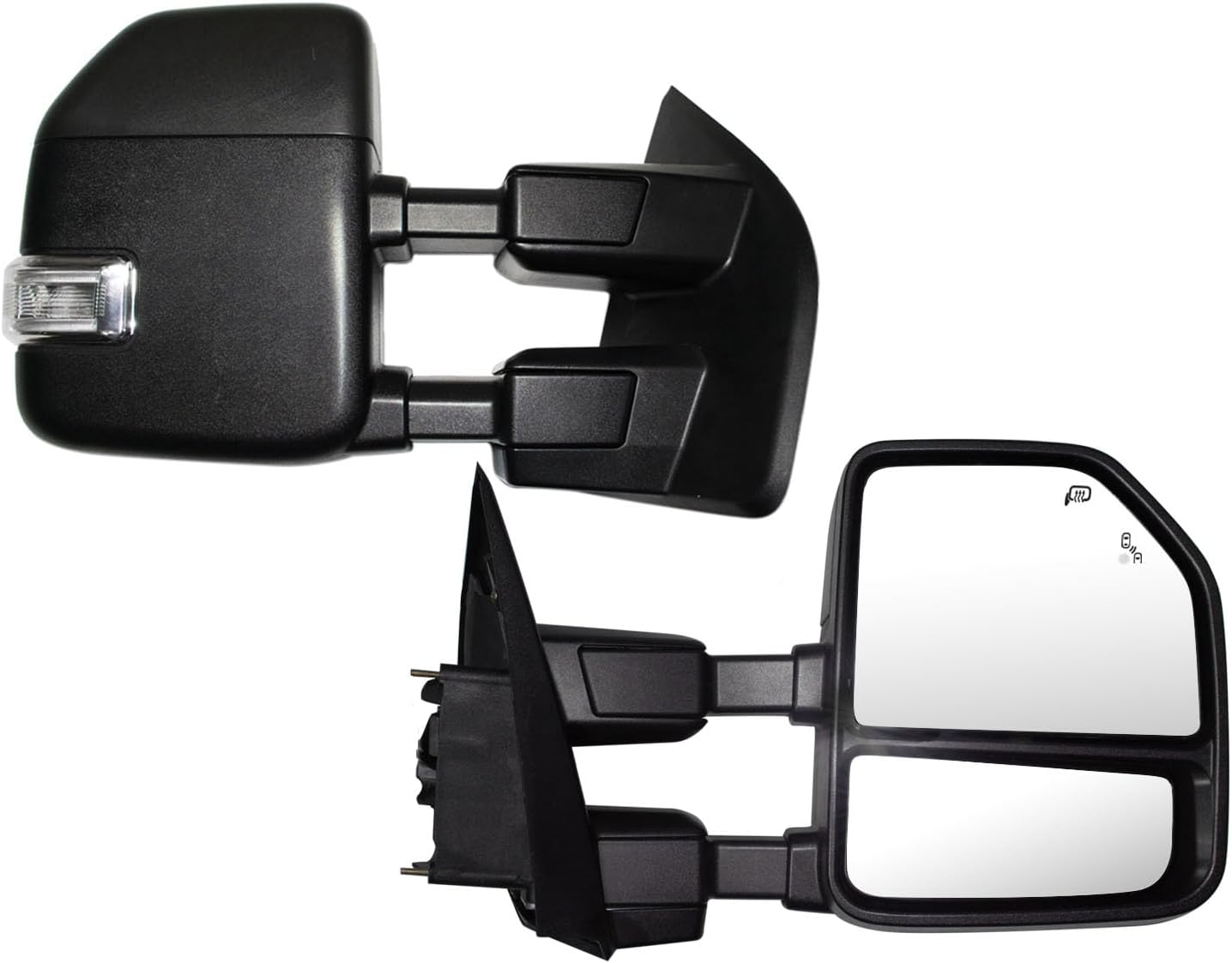 Towing Mirrors fit for Ford F250 F350 F450 F550 Super Duty Pickup Truck 2017 2018 2019 2020 With Power Heated Turn Signal Light Power Heated Black Housing
