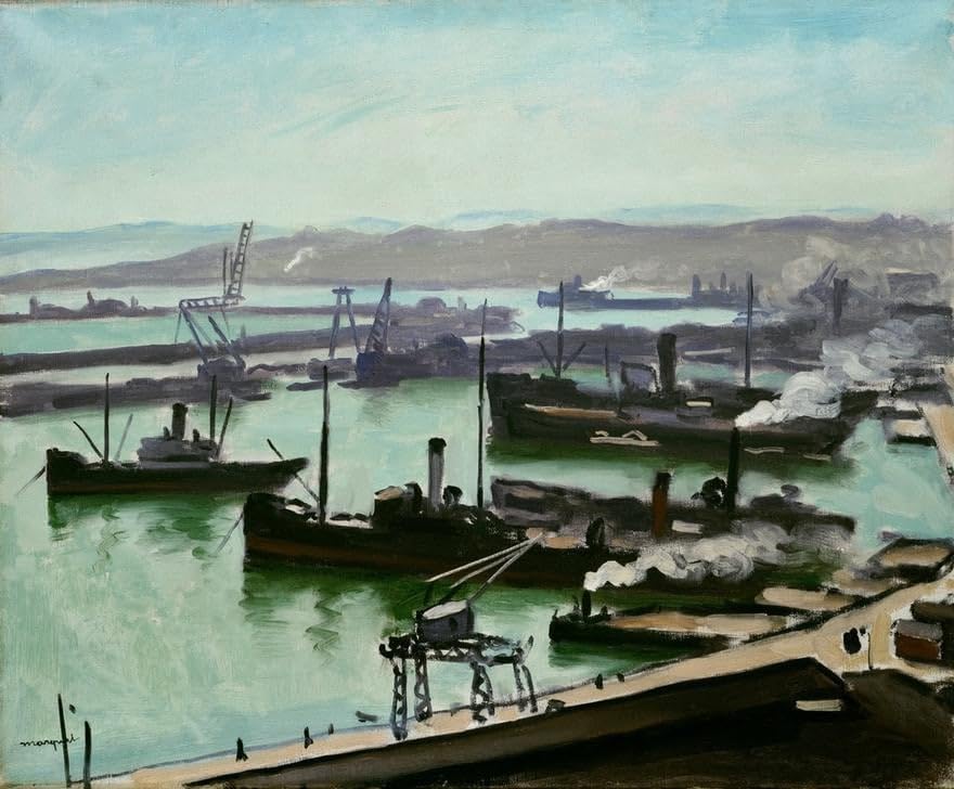 Toile murale le Port d'Alger d'Albert Marquet pour une ambiance sereine au salon