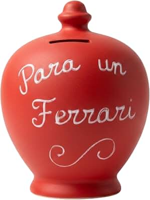 Huchas Originales para Adultos, niños para Ahorro | Cerámica Hecha a Mano | Diseño para un Ferrari | Regalo Original y Divertido | Tarro Guardar Dinero | Color Rojo
