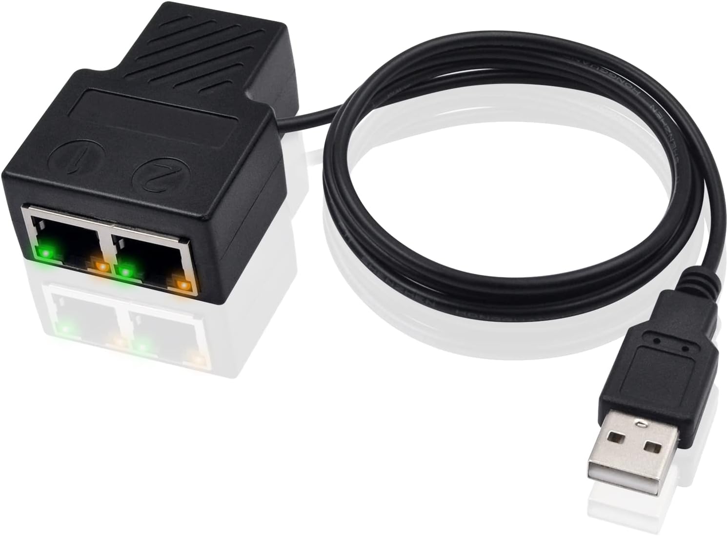 Poyiccot RJ45 LAN Cable Extension Connector, LAN Extension RJ45 Relay Connector, Lan Branch Simultaneous Adapter (with USB Power Cable) 100Mbps RJ45 Branch LAN Ethernet Connector Adapter (Supports 2