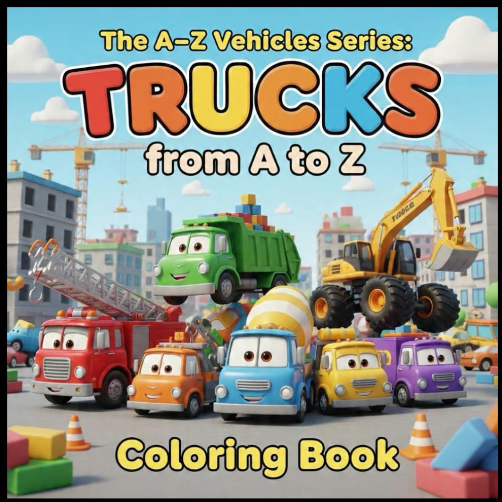 The A–Z Vehicles Series: Trucks from A to Z: A Fun and Educational Coloring Book for Kids Who Love Trucks