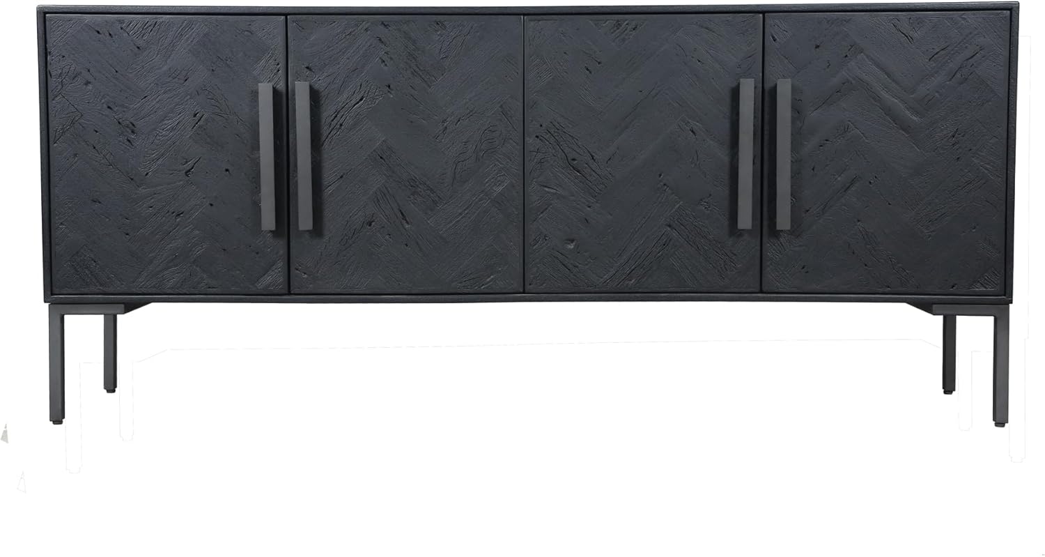 Moe's Home Fishbone Wood and MDF Sideboard with Black Finish QM-1003-02