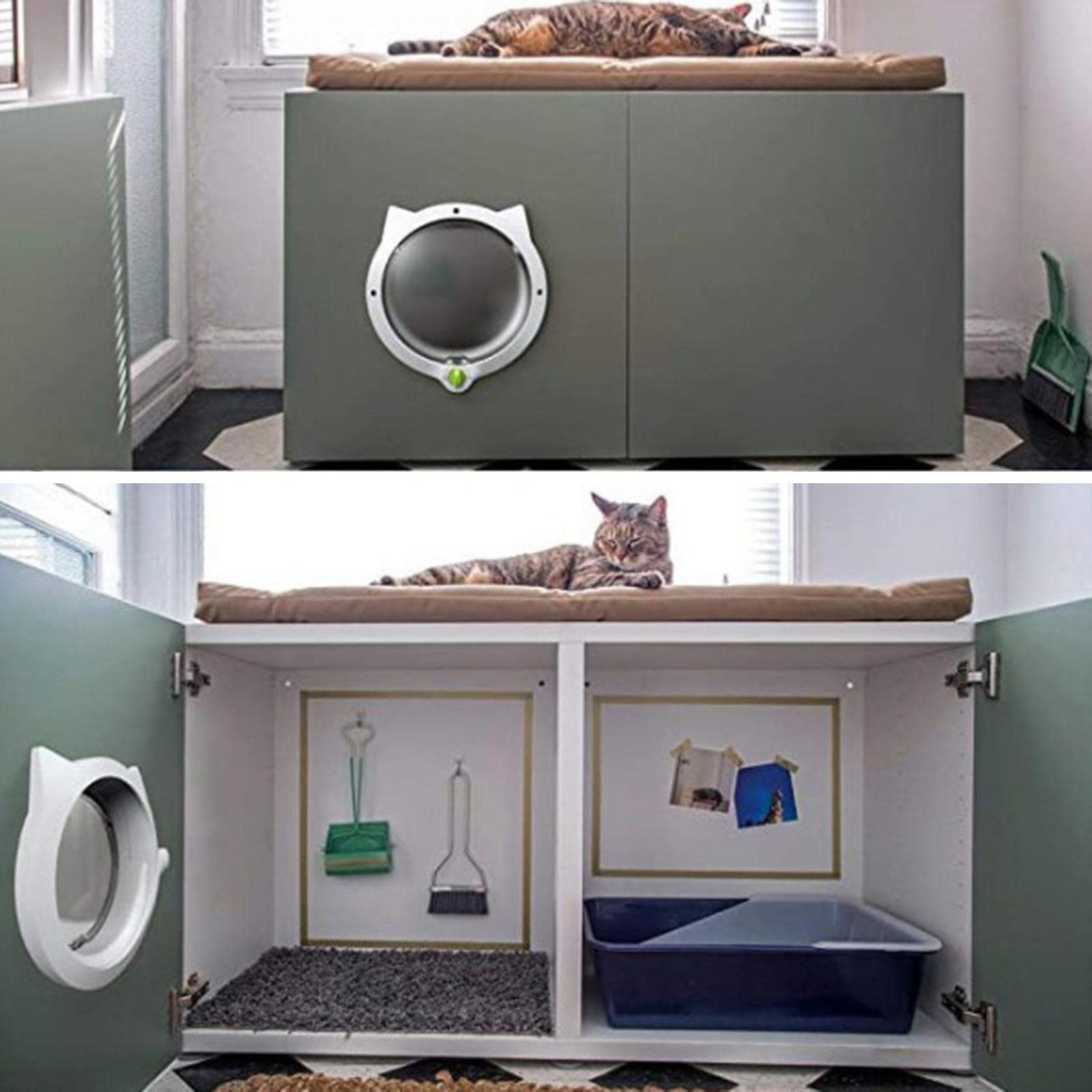 Porte pour Chat Pass Trappe Animaux Passage Litière Système de Fermeture Aimantée Installation Discrète Adaptée Aux Propriétaires D'Appartements