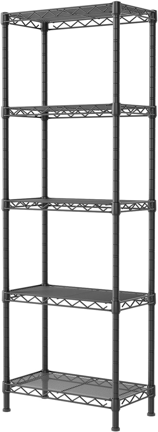 SINGAYE 5 Tier Shelf Wire Shelving Unit Adjustable Storage Shelving 15.75”W x 10”D x 55.5”H,Black