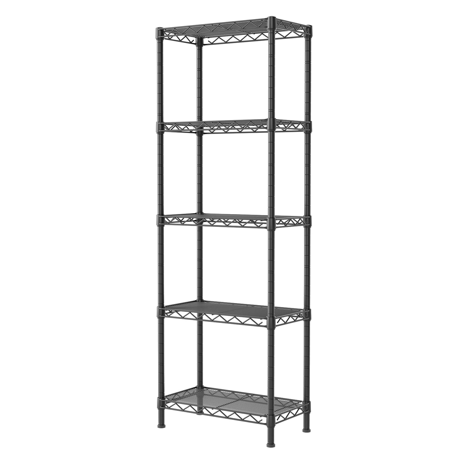SINGAYE Metal Shelves Wire Shelving：Storage Rack Standing Units Shelf for Kitchen Laundry Bathroom Closet Organizers Pantry Narrow Mesh Adjustable 10" D x 16" W x 55" H Black