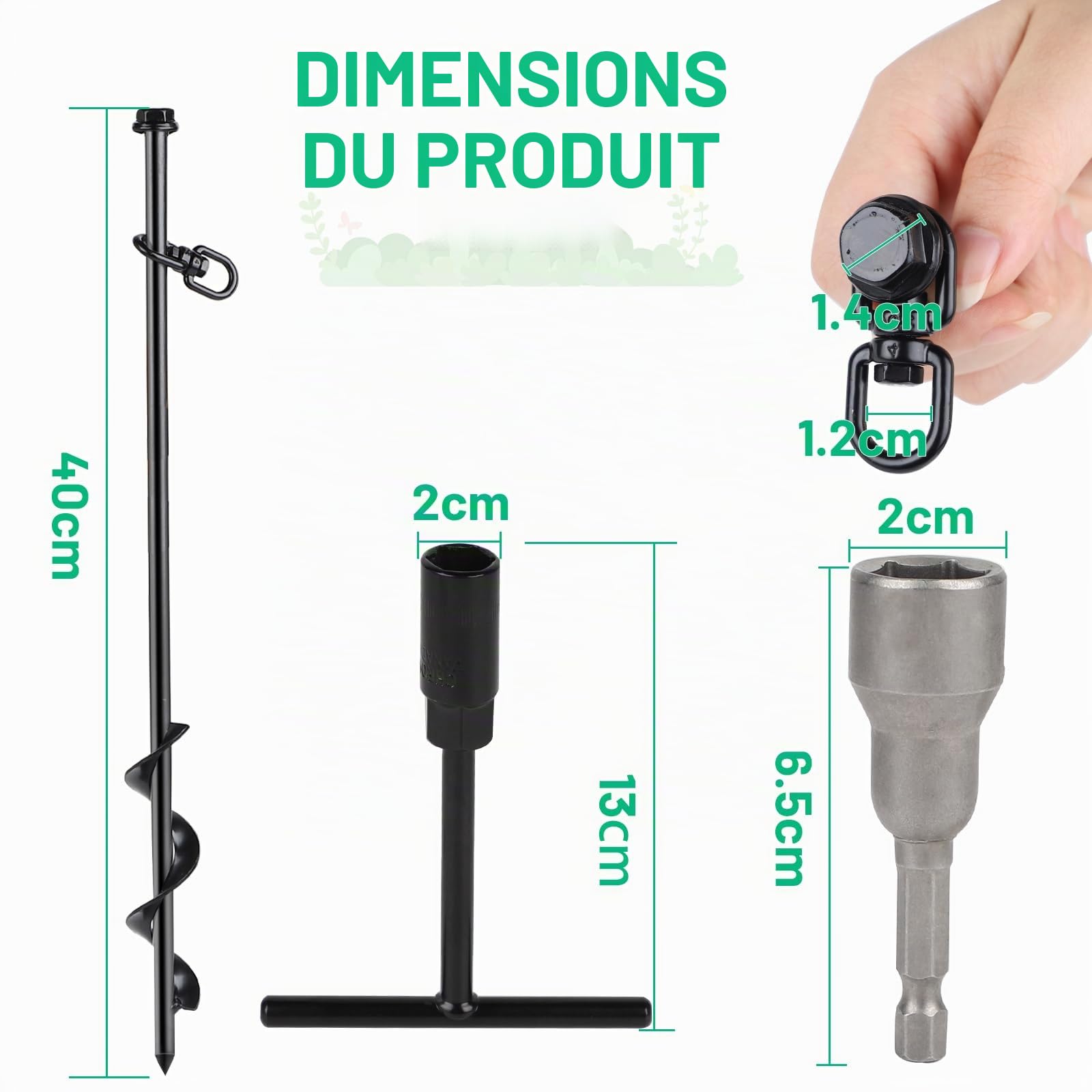 SWAWIS 8 Pièces Ancrage au Sol Piquet de Fixation Acier Trampoline Tente | Ancrage au sol en acier pour trampoline, tentes, auvents, abris et abri de jardin, sardines de fixation, maintien sûr au sol