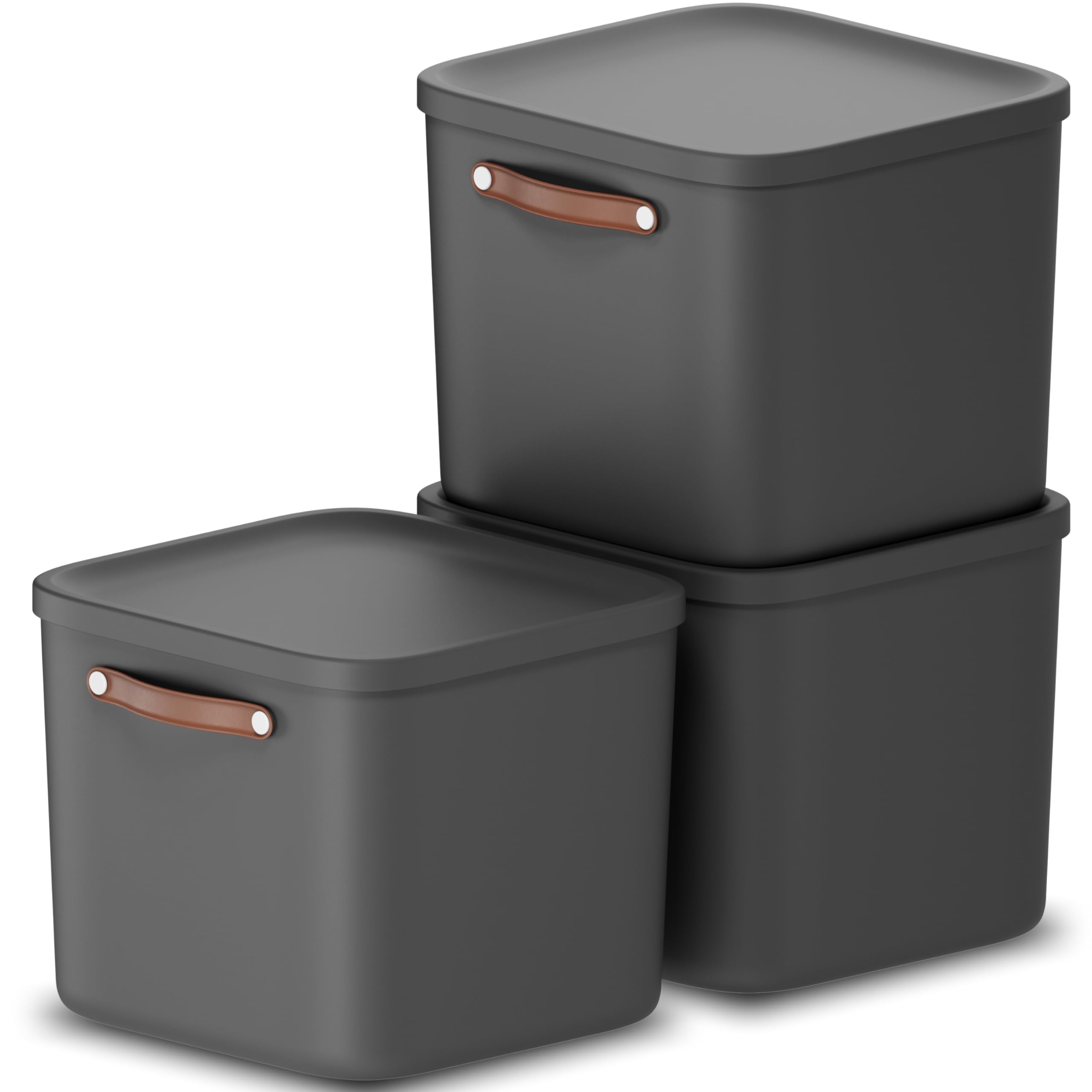 Rotho Maloja Storage box 40 l, Plastic (PP recycled), 40 (39.5 x 38.0 x 34.0 cm) Pack of 3