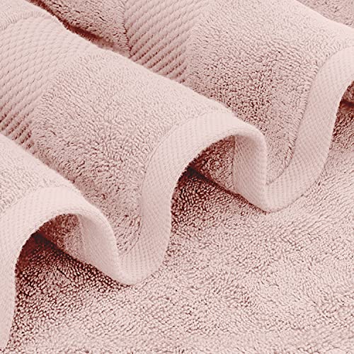 Image of White Classic Pink 650 GSM Cotton Bath Sheet Towel - Extra Large 35x70, Luxury Soft, Highly Absorbent, Quick Dry, 2 Pack
