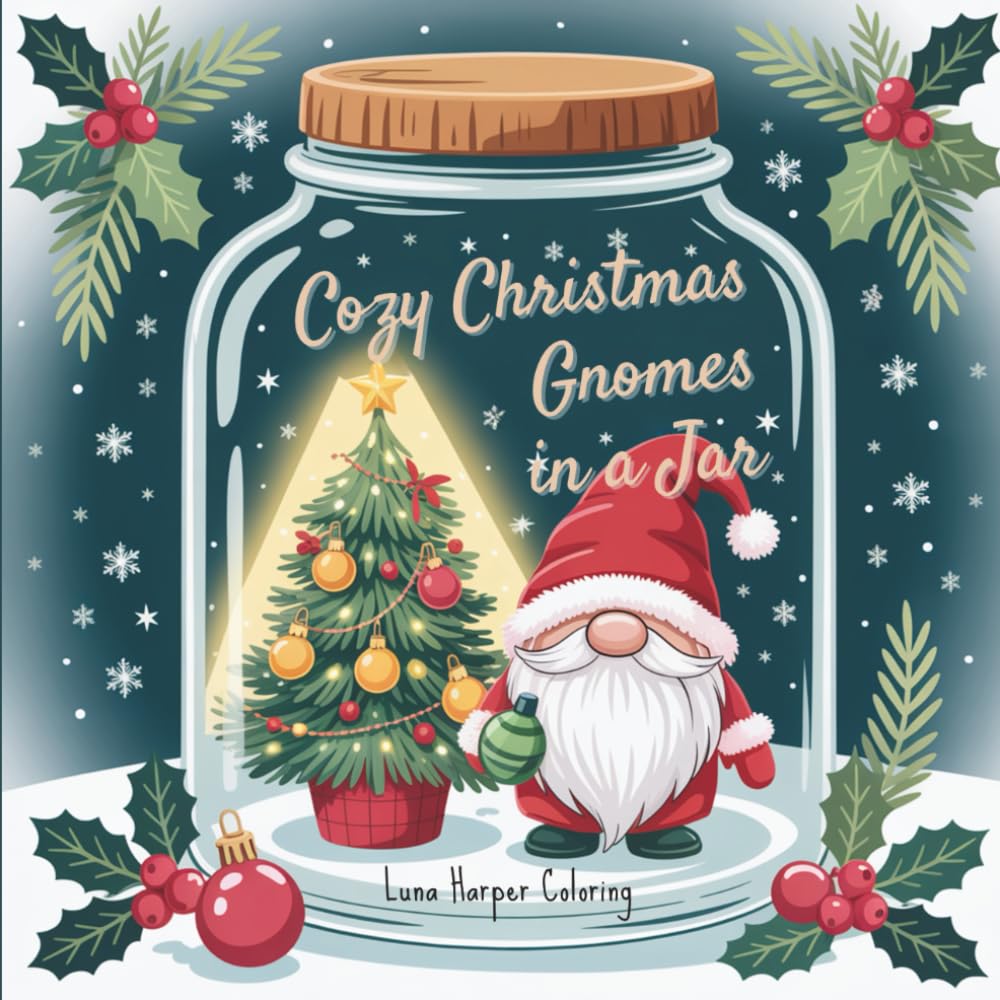 Cozy Christmas Gnomes in a Jar: A Festive Holiday Coloring Book with Whimsical Gnome Scenes, Snow Globes, and Cozy Winter Magic