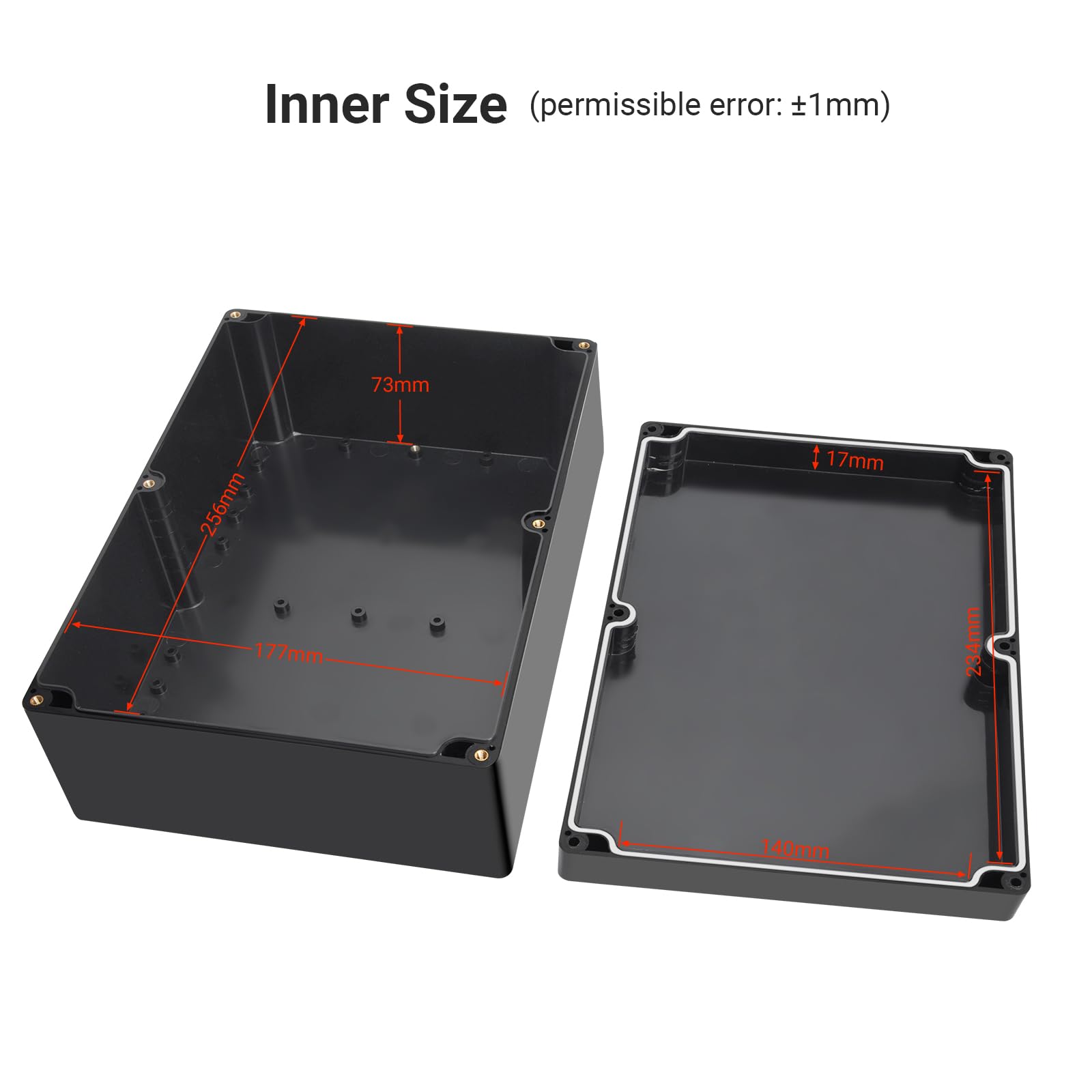 Project Box Therlan IP65 Waterproof Electronics Box DIY ABS Junction Box Universal Plastic Project Enclosure For Indoor Outdoor (Black - Image 3
