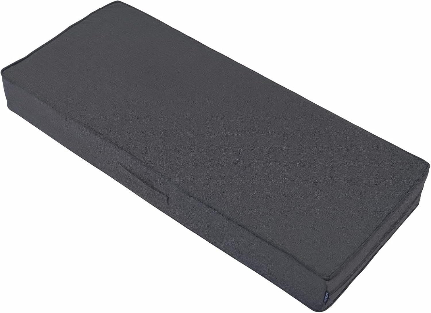 Outdoor Olefin Water-Resistant Bench Cushion, Weather and Fade Resistant 48”x 18”x 5” Patio Furniture Thickened Seat Pad with Handle and Adjustable Straps Ideal for Lawn, Garden, Dark Gray