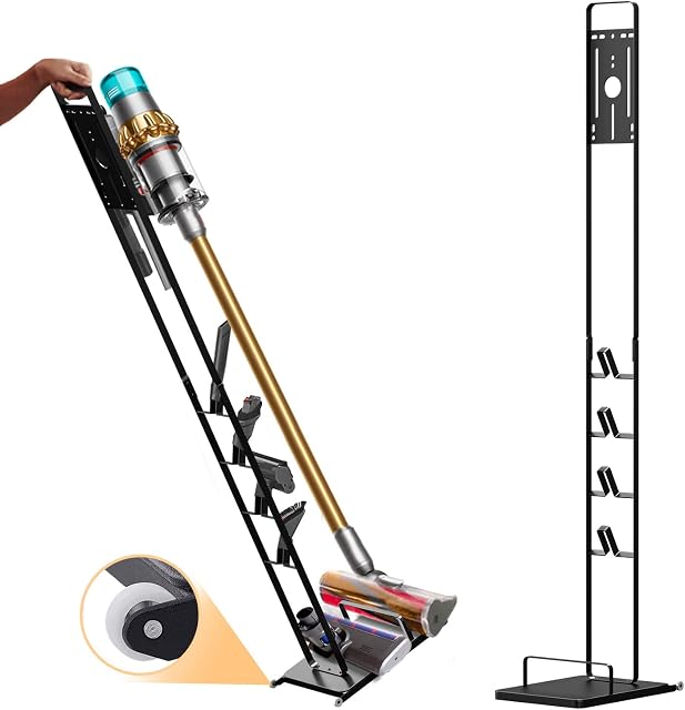 Vacuum Stand for Dyson V15 V12 V11 V10 V8 V7 V6 with Wheels,Stable Storage Bracket Stand Holder for Dyson Handheld DC30 DC31 DC34 DC35 DC58 DC59 Cordless Vacuum Cleaners & Accessories & Attachments