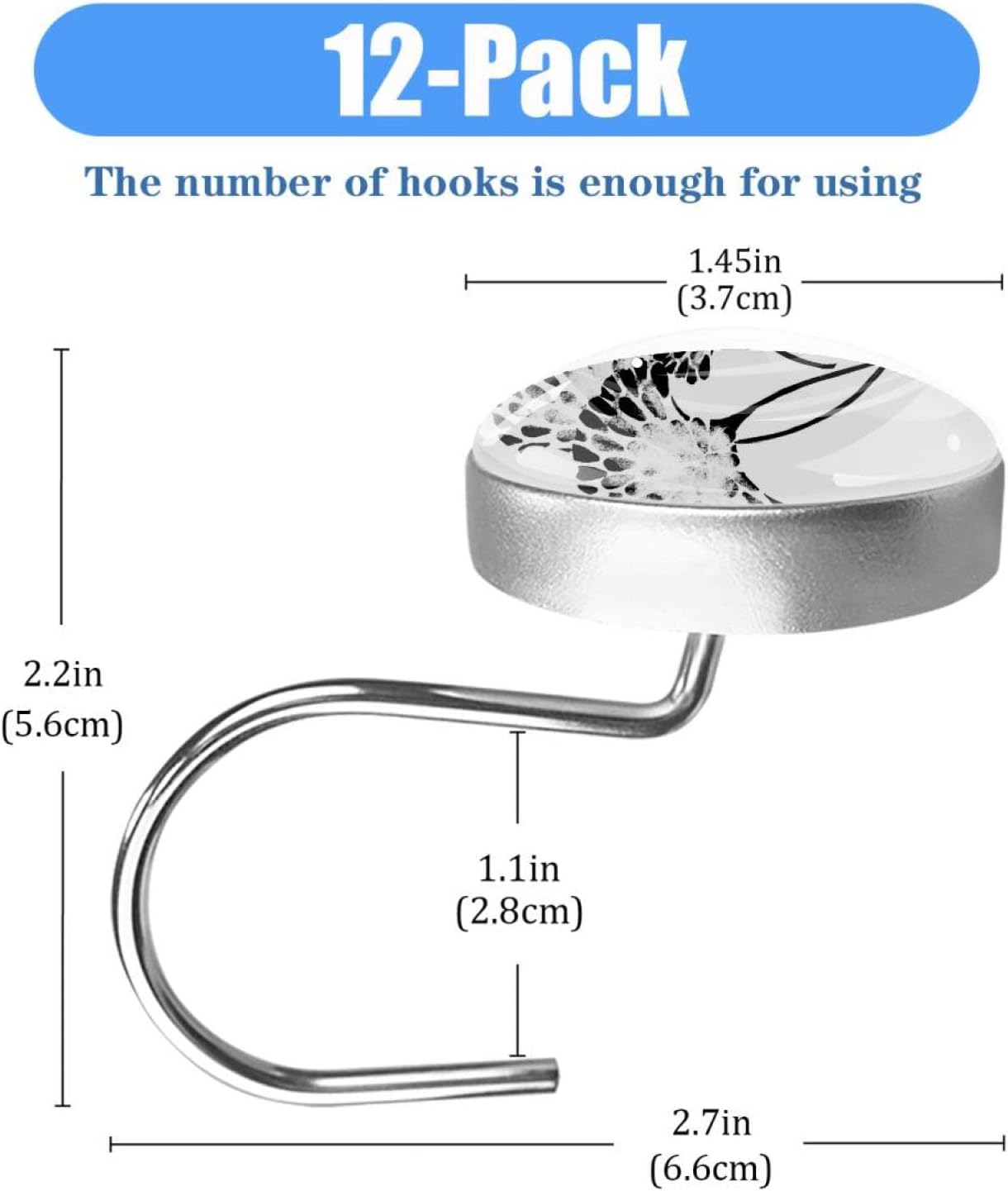シャワーカーテンフックリング 防錆シャワーリングフック12個セット イチョウの葉 バスルームの装飾