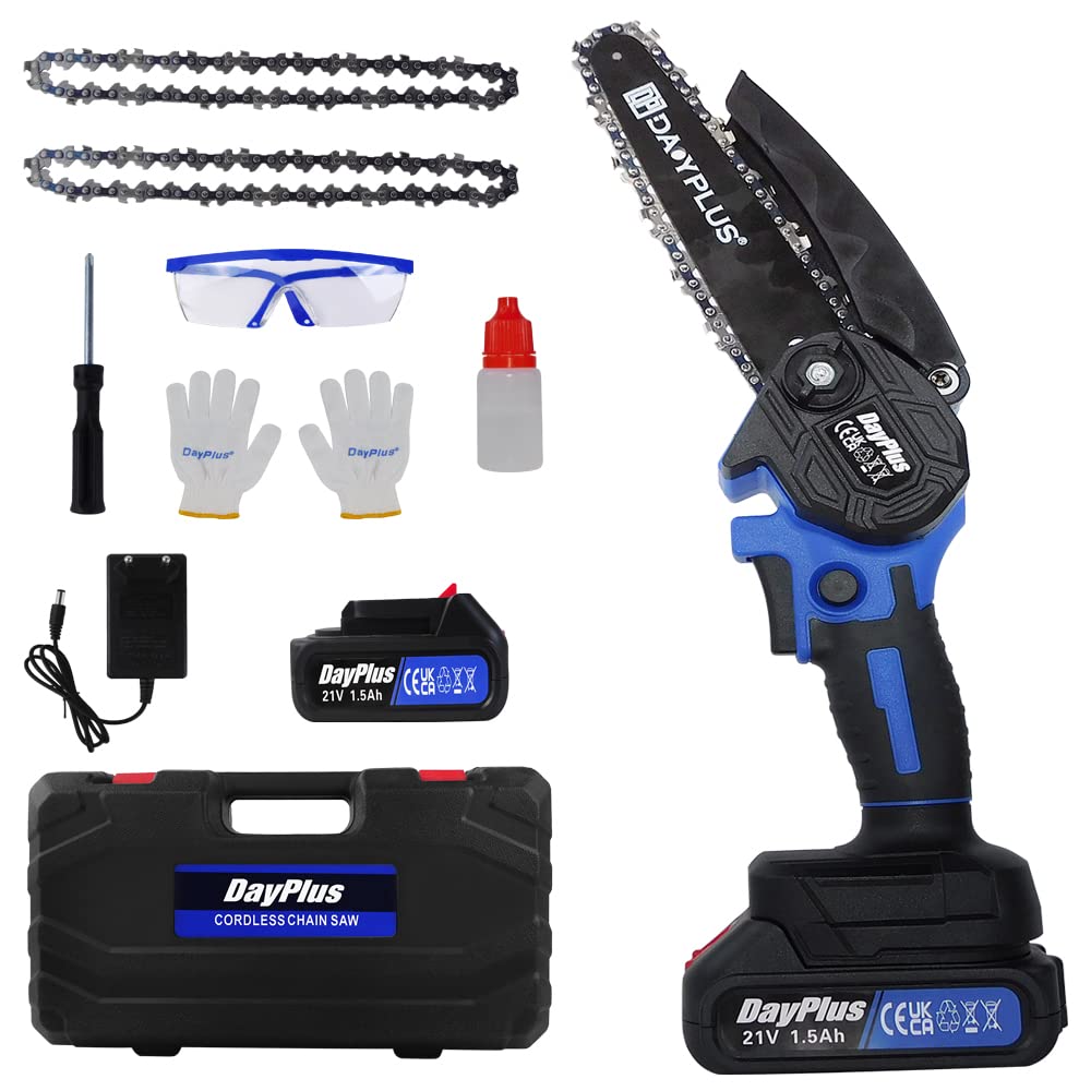Akumulatorowa piła łańcuchowa 15 cm, mini piła łańcuchowa z akumulatorem, przenośna, bezprzewodowa piła łańcuchowa, z 1 baterią, 2 łańcuchy, bezszczotkowa ręczna piła łańcuchowa, akumulatorowa piła łańcuchowa, piła łańcuchowa, piła łańcuchowa, do ogrodu,