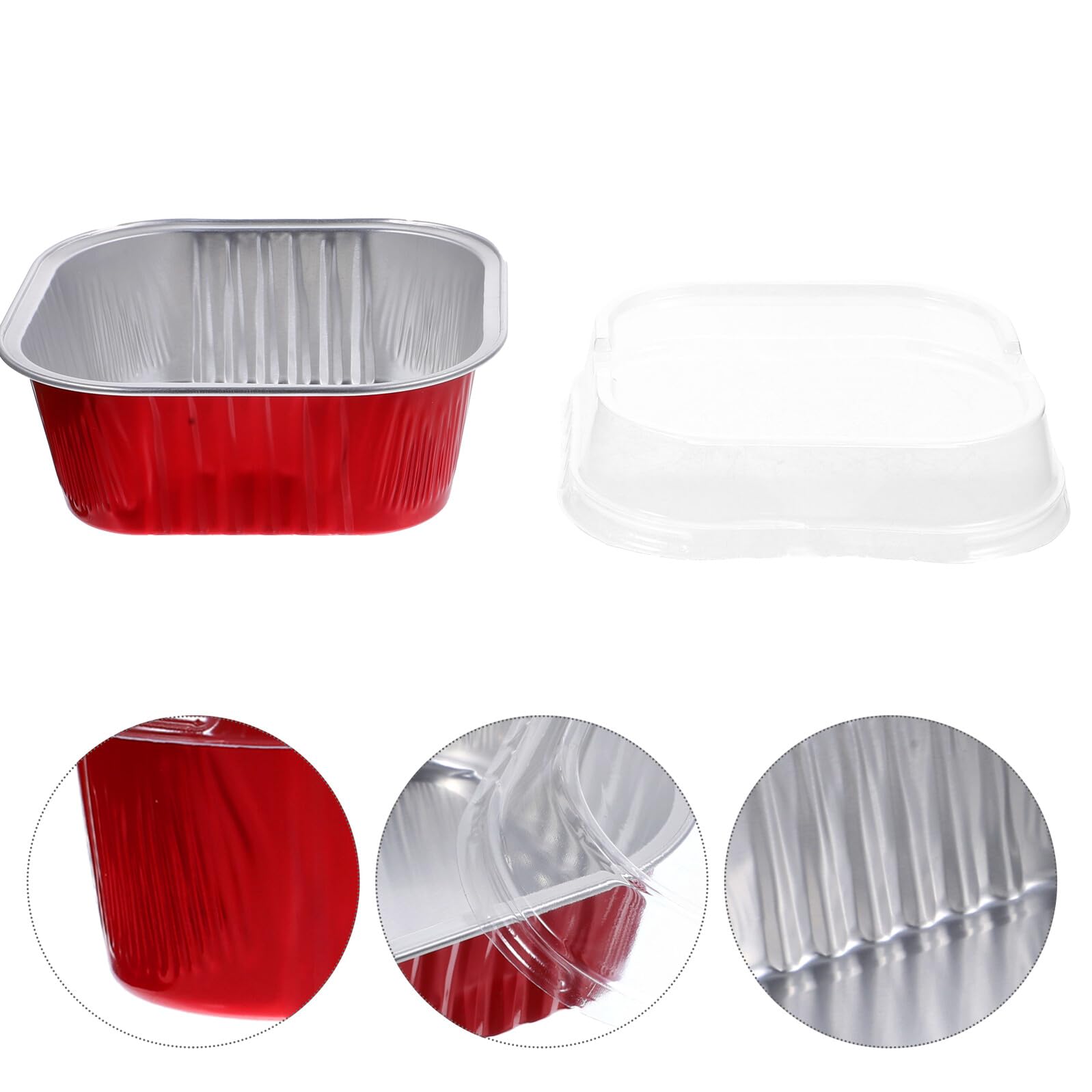 Toyvian 40 Cajas de Pastel de Aluminio para Hornear Tapa Alta, 300 Ml, Color Rojo, Moldes para Repostería y Postres, Recipientes Resistentes al Calor para Picnic y Almacenamiento