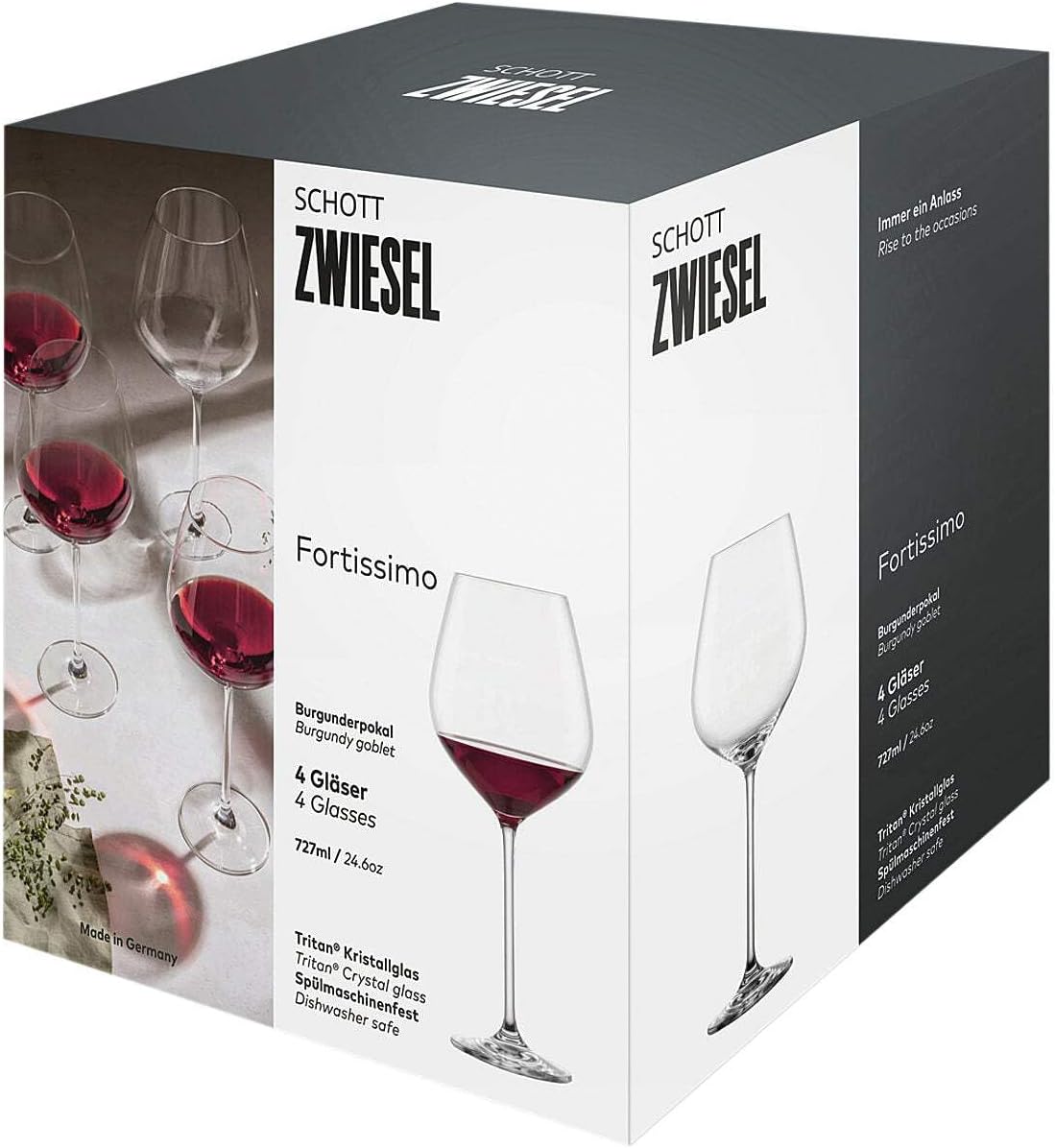 Schott Zwiesel Red Wine Glass Burgundy Fortissimo (Set of 4), fine Burgundy Glasses for red Wine, Dishwasher-Safe Tritan Crystal Glasses, Made in Germany (Art. no. 123683)
