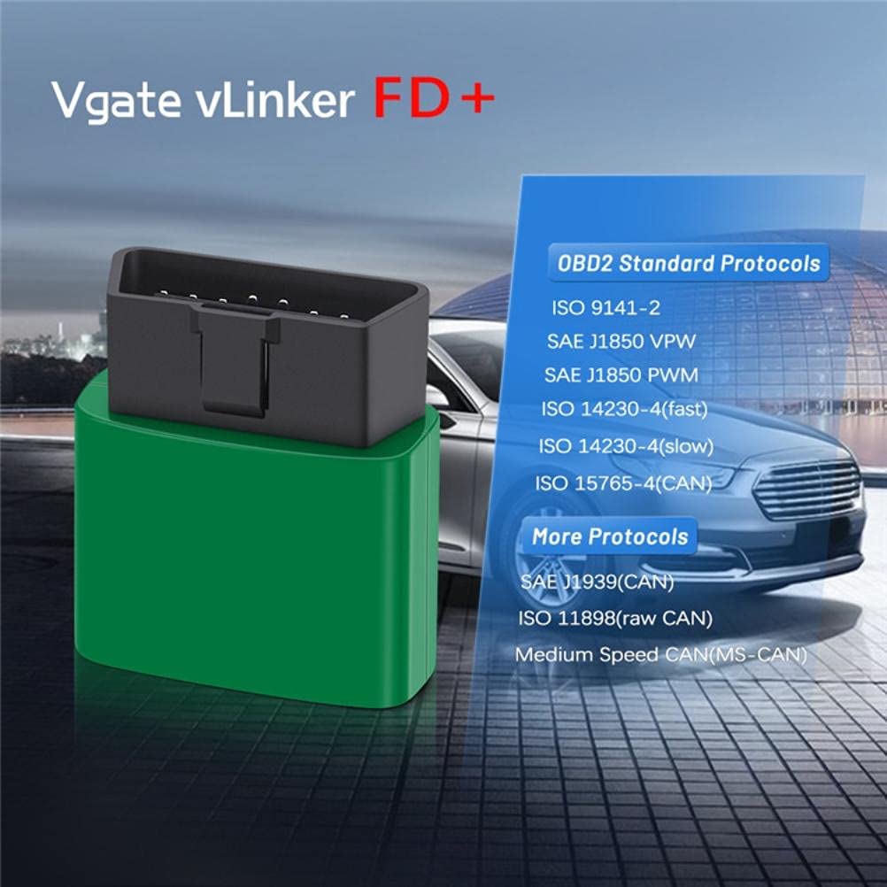 FD+, Skaner Diagnostyczny Bluetooth OBD2 z obsługą MS-CAN, do Diagnostyki Samochodowej (GREEN)