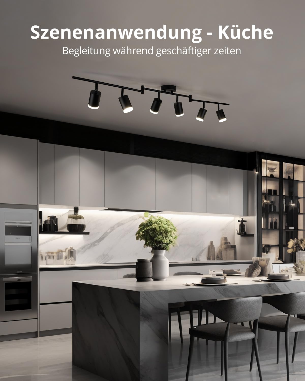 Bojim Deckenstrahler LED 6 Flammig Spot Schwarz Schwenkbar GU10 Deckenleuchte Modern