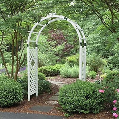 EAGLE PEAK Wood Arbor Garden Trellis Archway, Wedding Arch for Ceremony, Outdoor Wooden Pergola for Climbing Plant, 92 in, White
