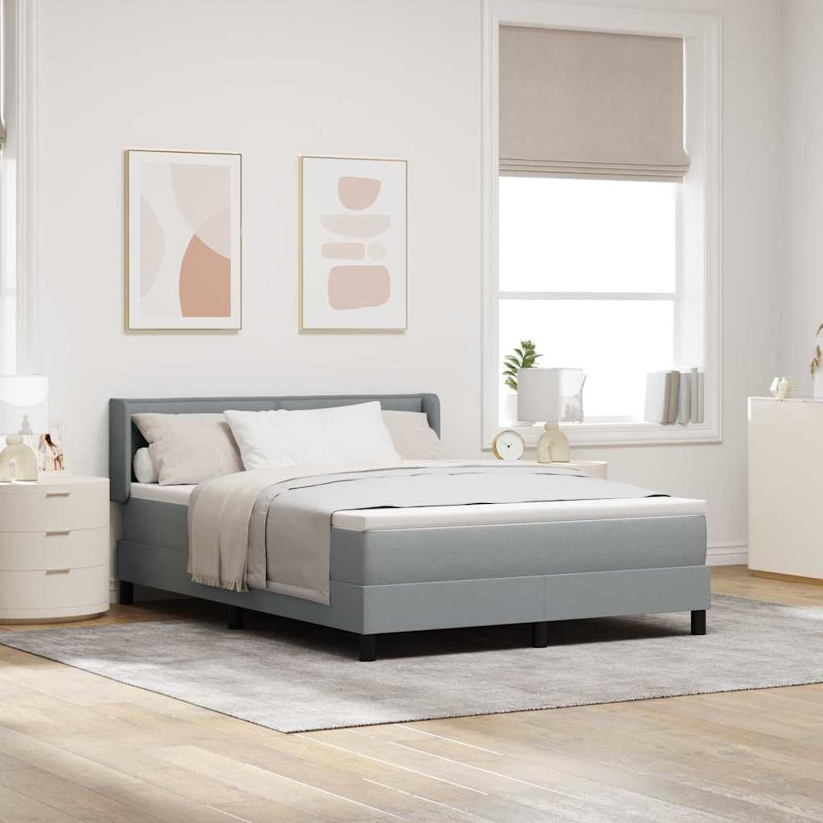 Fasba Cama con Plataforma y Colchón Gris Claro 160x200 cm Tela
