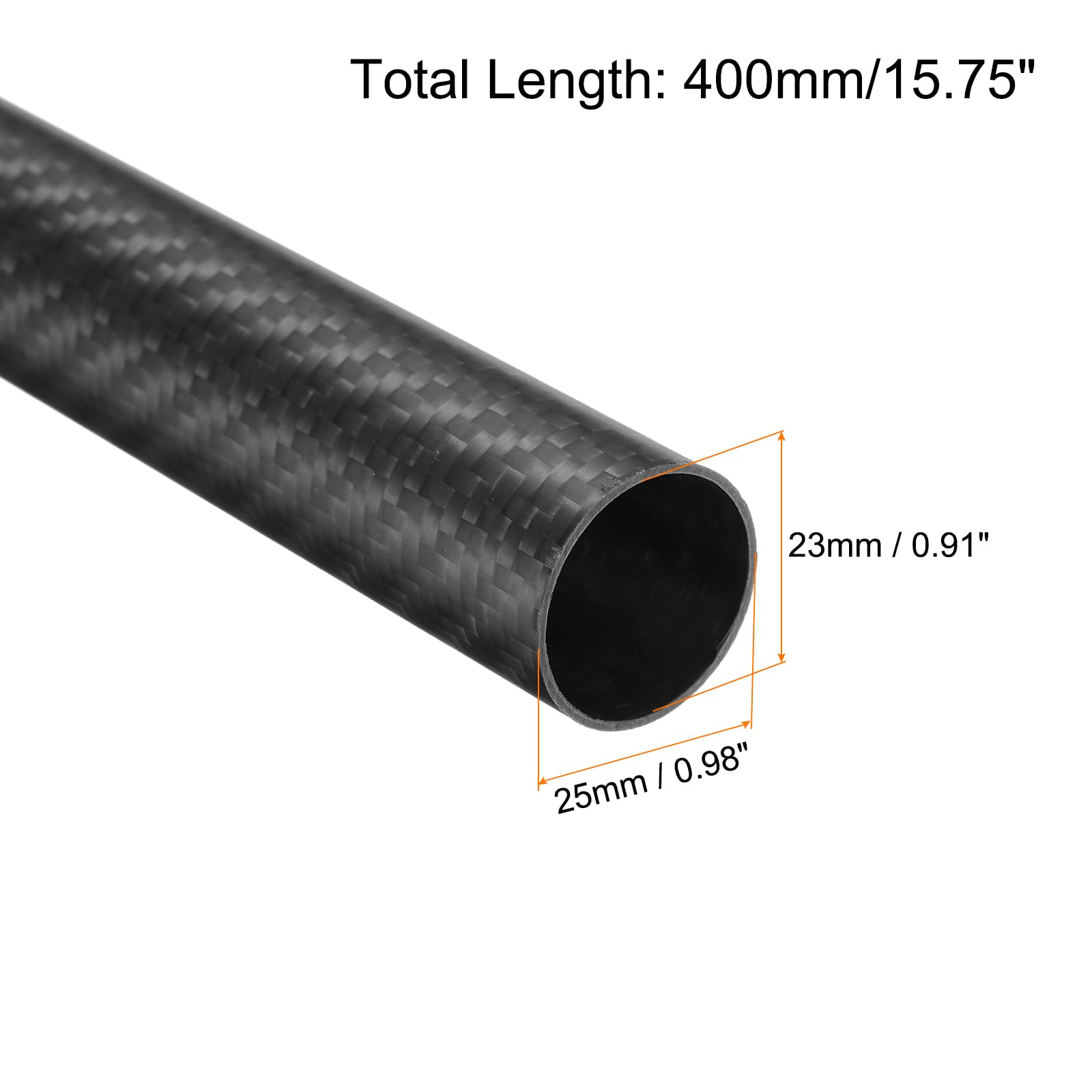 QUARKZMAN 2Pcs Tubes en Fibre de Carbone 23 x 25 x 400mm Surface Mate Rod 3K Enroulé en Fibre de Carbone pour avion RC Quadcopter Multicopter