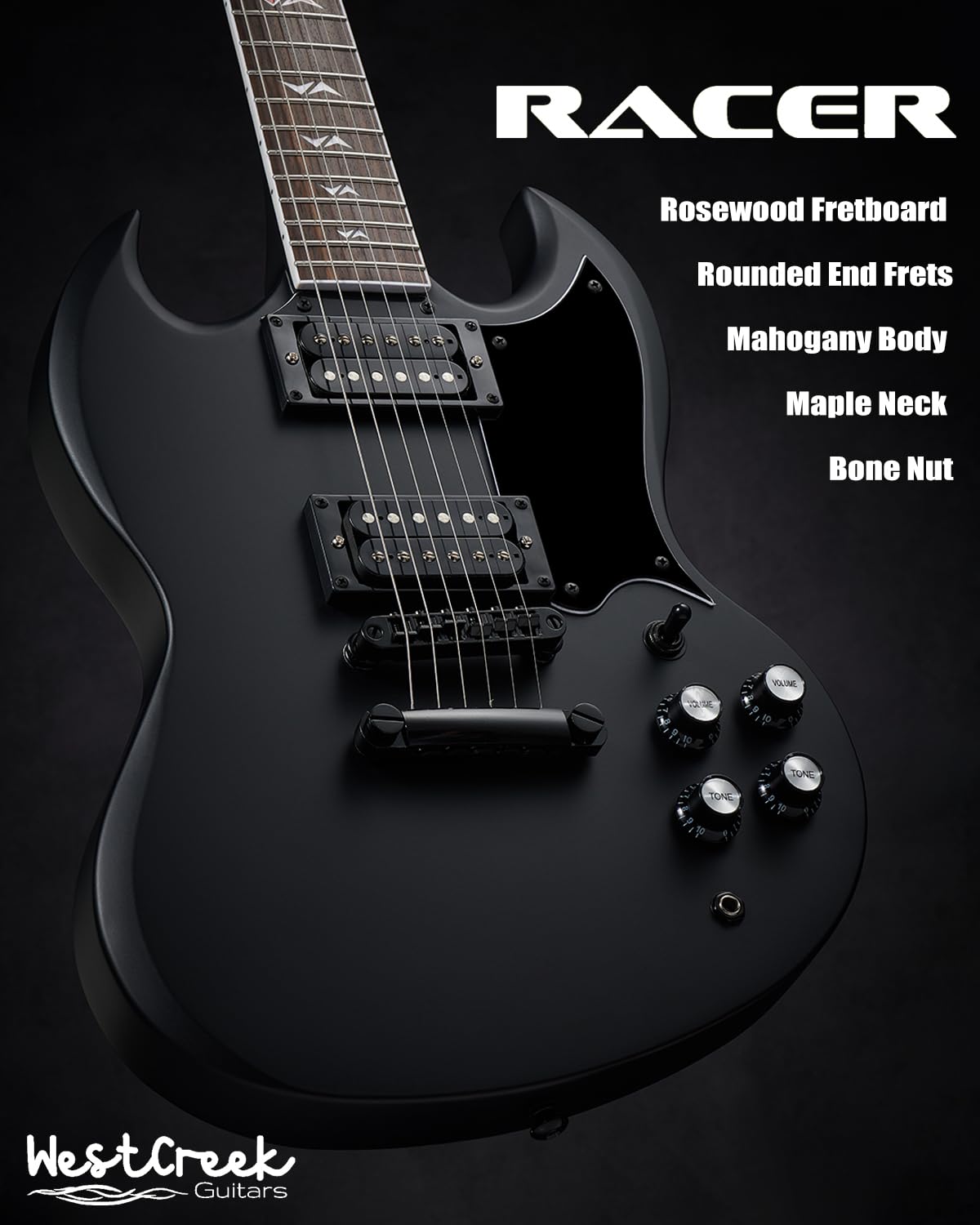 Amazon.com: WestCreek RACER Solid Body Electric Guitar, Double Cut