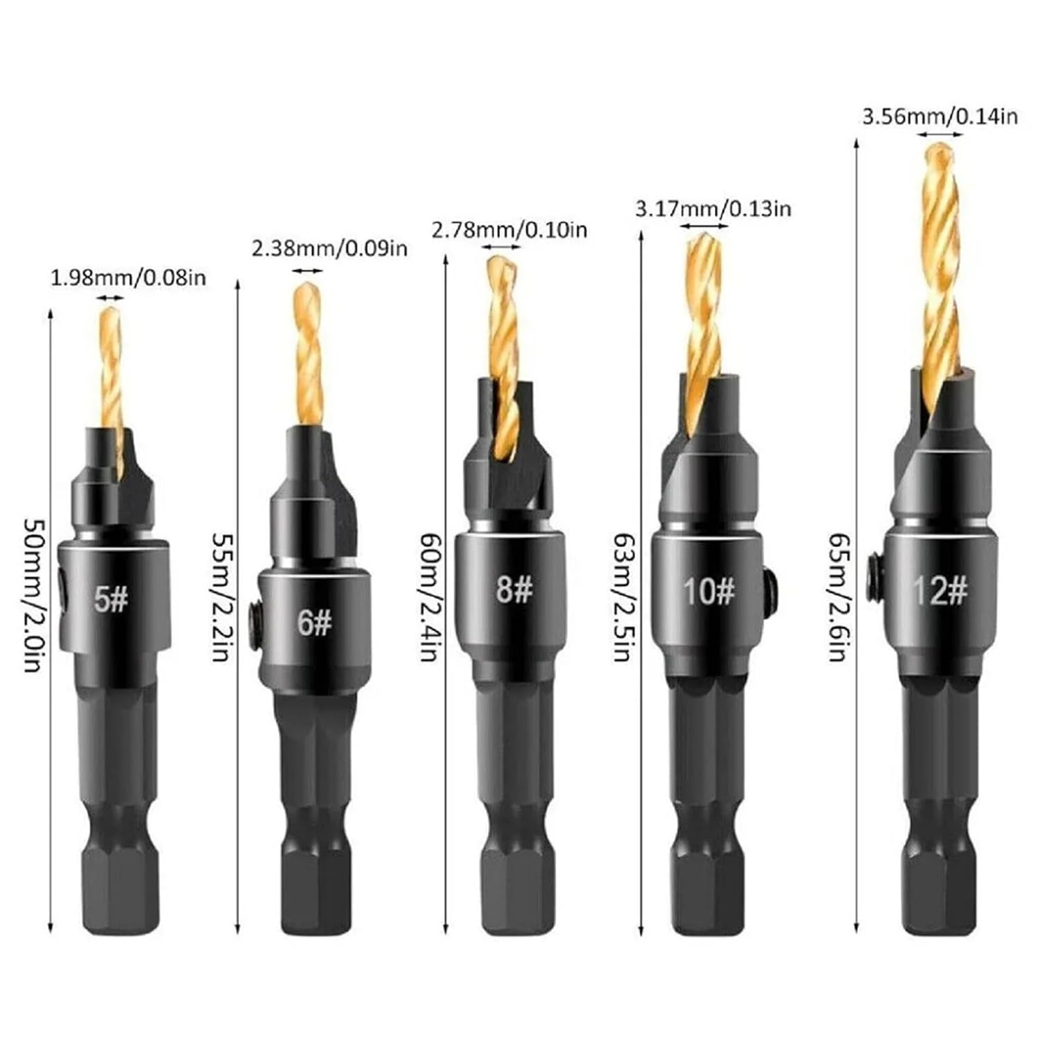 4Pcs/5Pcs Drilling Holes Drill Bit Set Universal Practical Countersink Drill Bit Set Hand Tool(3)