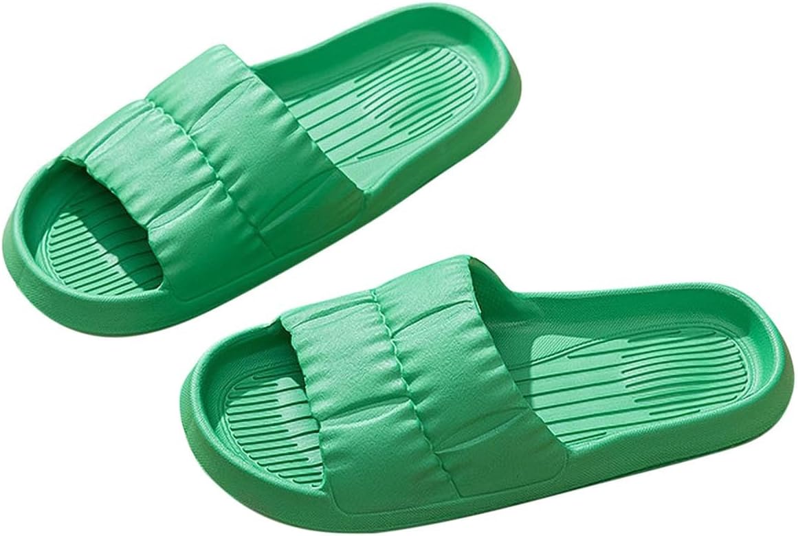 Women's 2026 Ruched Lounge Slipper Solid Open Toe Summer Sandals Anti-Slip Walking Simple Slide Vacation Flats