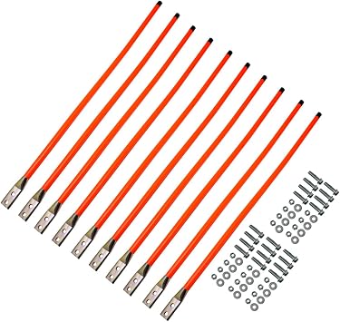 EPR 10PK 36" Snow Plow Guides Stakes Markers Safety Orange Bolt On Hardware