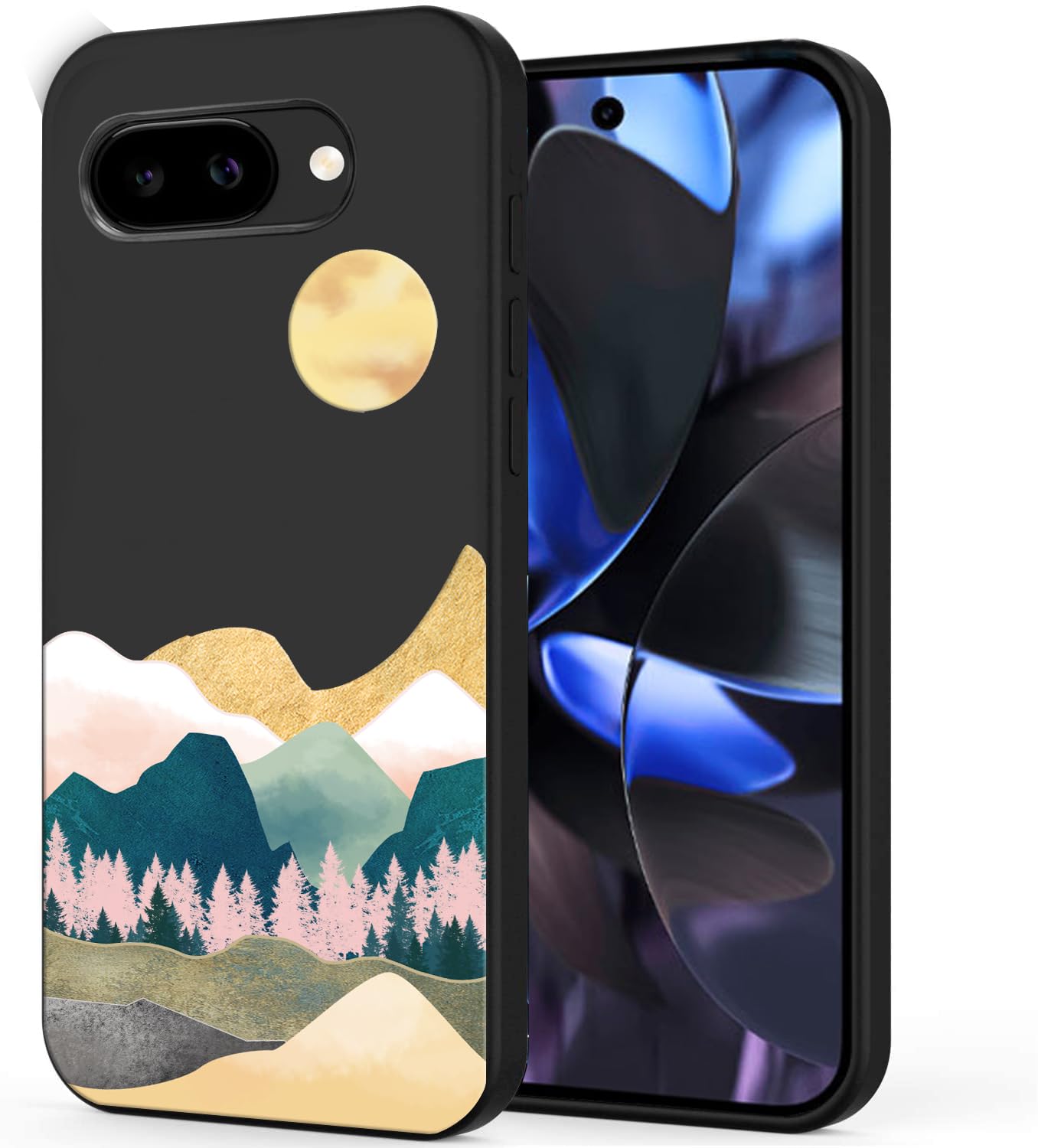 Unov Case Compatible with Pixel 9a (2025) 5G Case with Serria Mountains Cute Design Soft TPU Shock Absorption Slim Embossed Pattern Protective Back Cover