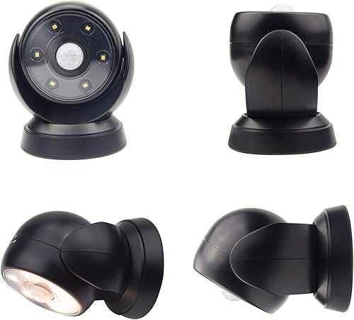 HONWELL Luz con sensor de movimiento funciona con pilas, foco inalámbrico para exteriores, detector de movimiento impermeable, luz de inundación de