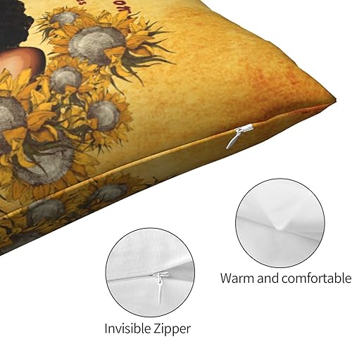 Miniatura 4 de Fundas de almohada para cama de niña africana con cremallera oculta, funda de almohada lumbar, tamaño Queen estándar de 20 x 30 pulgadas para