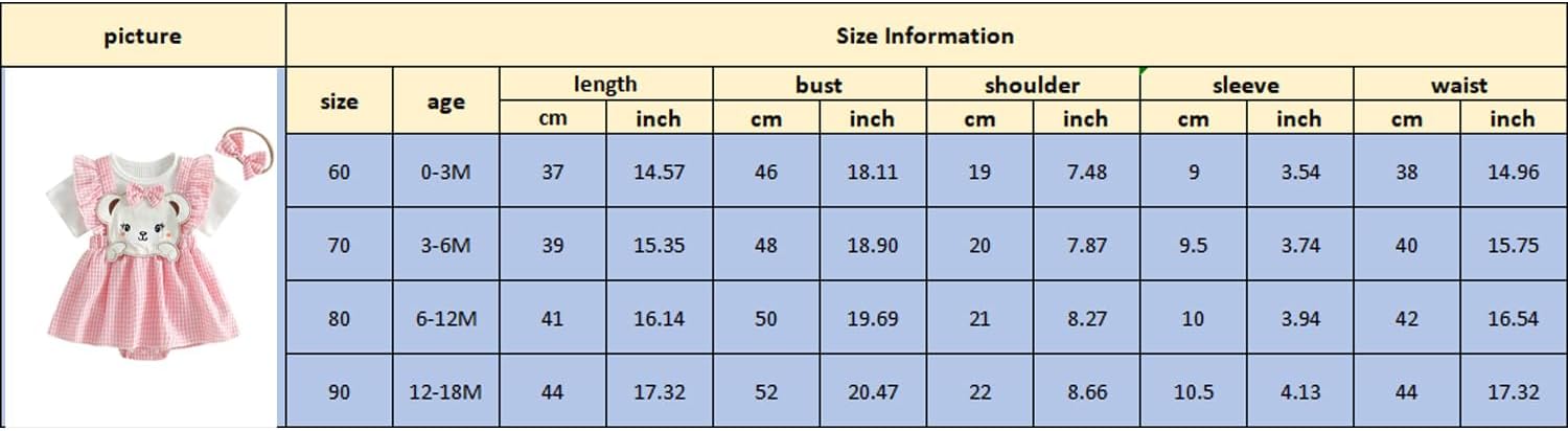Newborn Baby Girl Clothes Cute Bear Ribbed Short Sleeve Romper Dress Infant Ruffle Plaid Skirt Summer Spring Outfit - Image 8