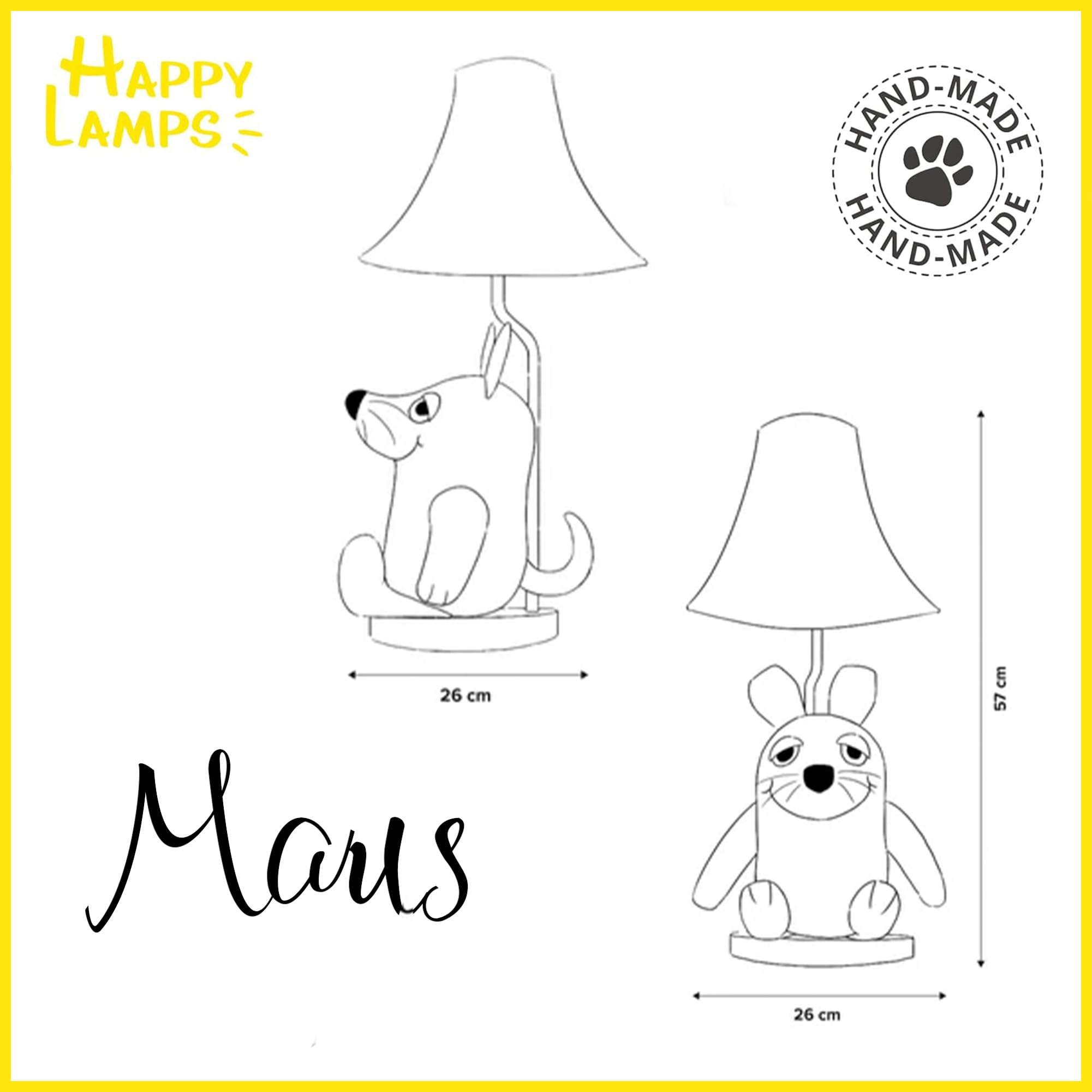 Maus LED-Tischleuchte 57 cm Leder Kinderzimmer Geschenk Handarbeit Lampe