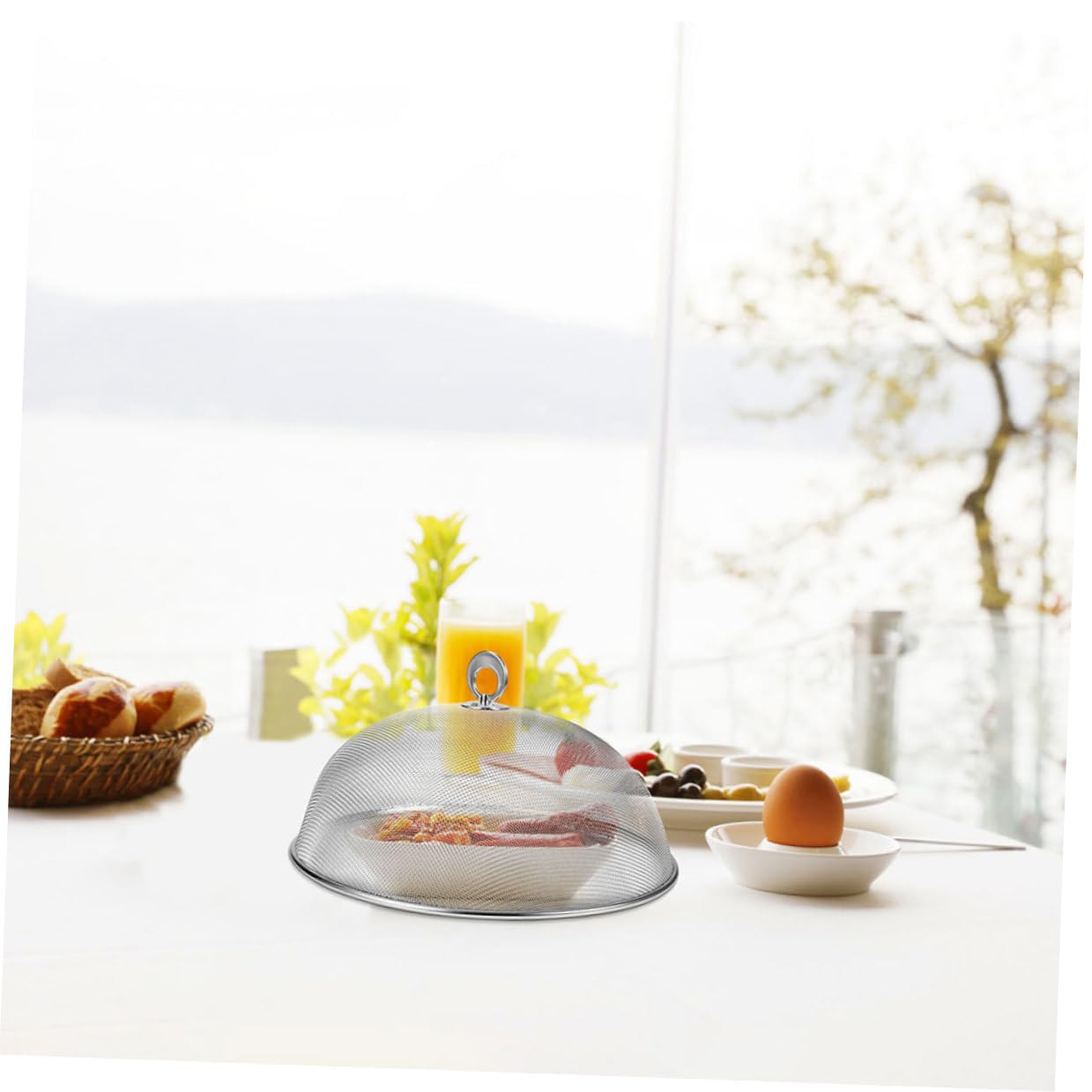 ERINGOGO Copertura per Alimenti in Acciaio Resistente e Riutilizzabile Rete Protettiva Anti-Insetti per Barbecue e Picnic all Aperto Protezione Antipolvere per Piatti e Frutta