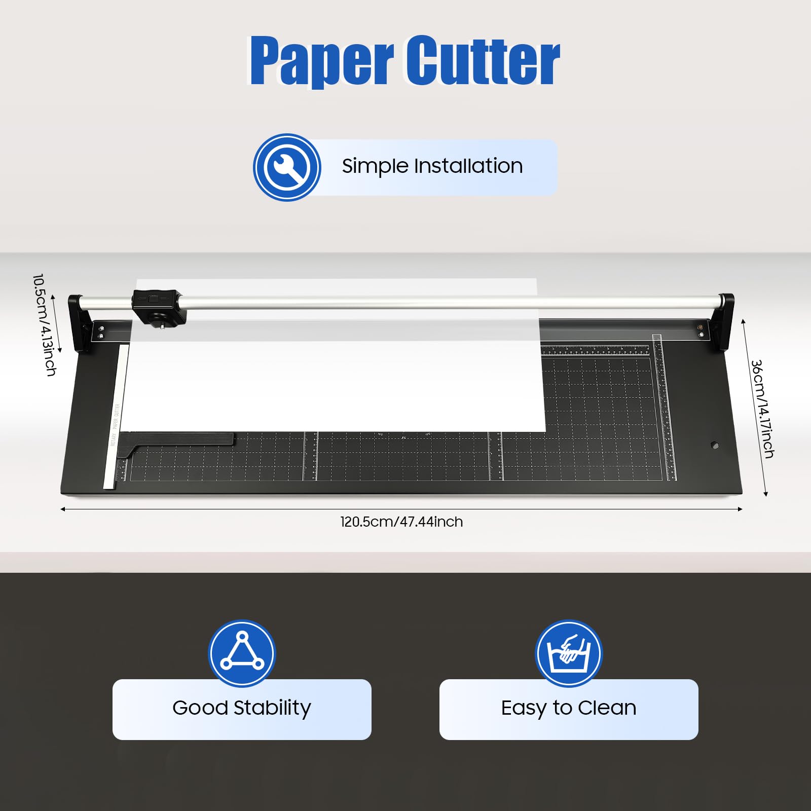 Rollenschneider 36 Zoll (90 cm) Papierschneider mit 2 Ersatzklingen & Magnetischer Positionierrutsche Professioneller Office Paper Trimmer für Präzises Schneiden von Fotos Karten und Karton