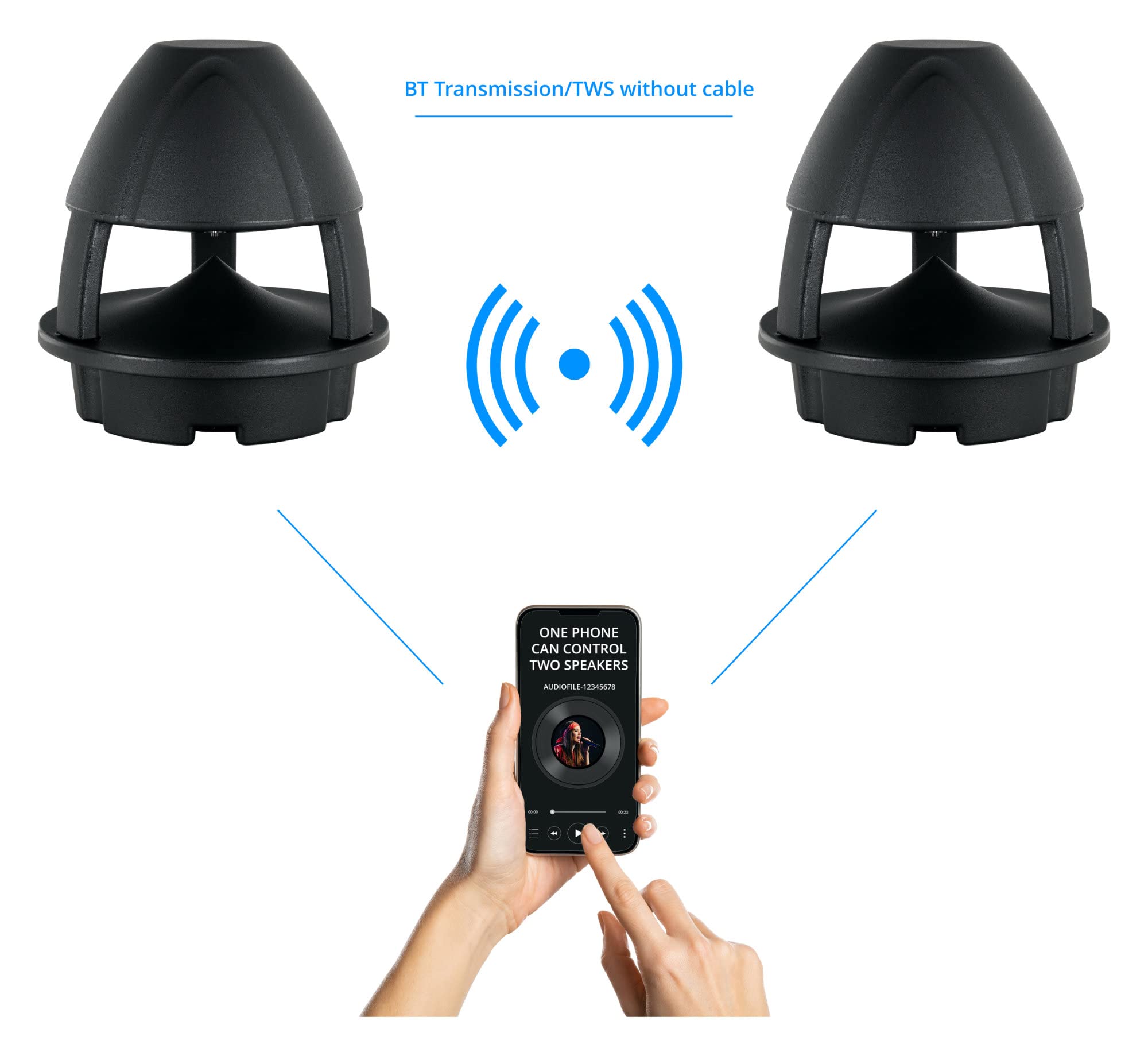 McGrey WPL-660BK BT 360° Outdoor-Lautsprecher - Aktiver 2-Wege Garten-Lautsprecher - Bluetooth®-Reichweite: ca. 10 Meter - 360° Schallverteilung - Wasser- und UV-resistent (IP56) - Schwarz