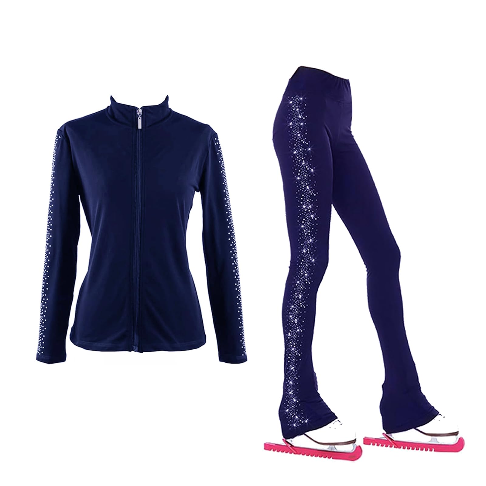 LIUHUO Pantalones de entrenamiento para patinaje artístico sobre hielo, chaquetas y chaquetas de forro polar cálido