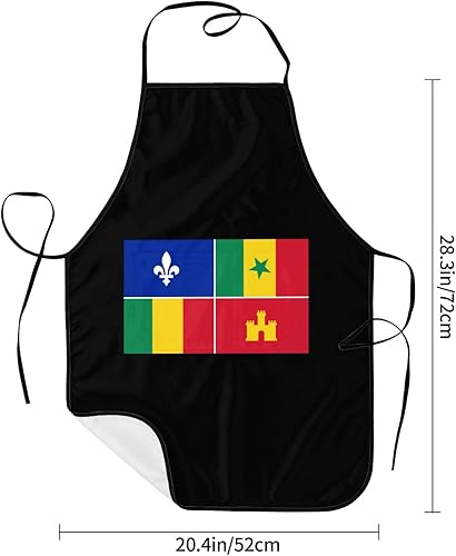 Miniatura 6 de QIZYOQA Delantal de bandera criolla de Luisiana impermeable con bolsillos, delantal de cocina para cocinar, delantal de chef para hombres y mujeres,