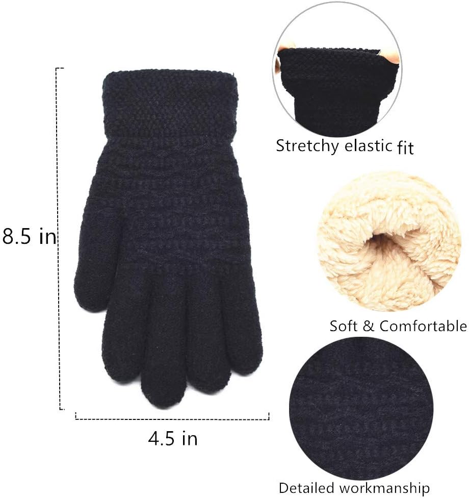 FENELY Women's Winter Warm Touch Screen Gloves Womens Thermal Cable Knit Wool Fleece Lined Gloves for Cold Weather