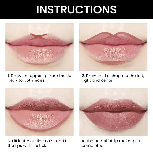 Miniatura 78 de evpct DNM Juego de 1 delineador de labios y lápiz labial rojo oscuro profundo, para mujer, tono mate, tinte labial de larga duración y resistente al