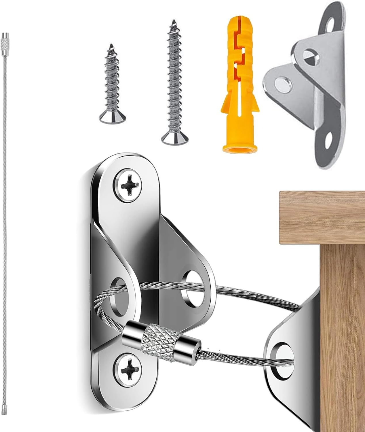 6 Packs Metal Furniture Straps,Baby Proofing Furniture Wall Anchor,Anti-Tip Furniture Anchor Furniture Straps kit for Baby Proofing, Pet Protecting,Secure Bookshelf, Cabinet, Dresser