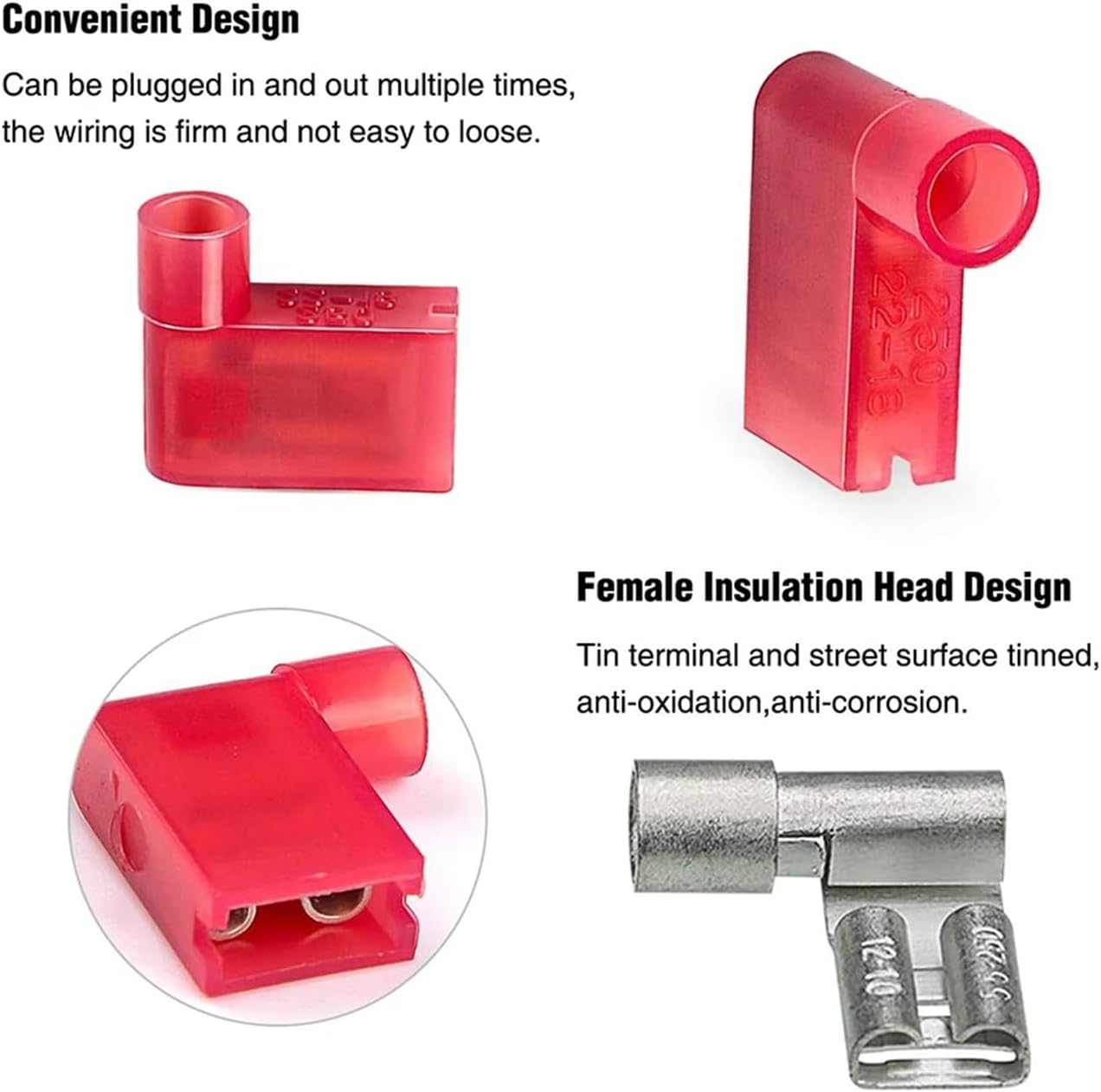 110pcs Flag Spade Female Insulated Quick Disconnects 22-10 Gauge Electrical Crimp Terminals Assortment Set VUQLDHAYZ
