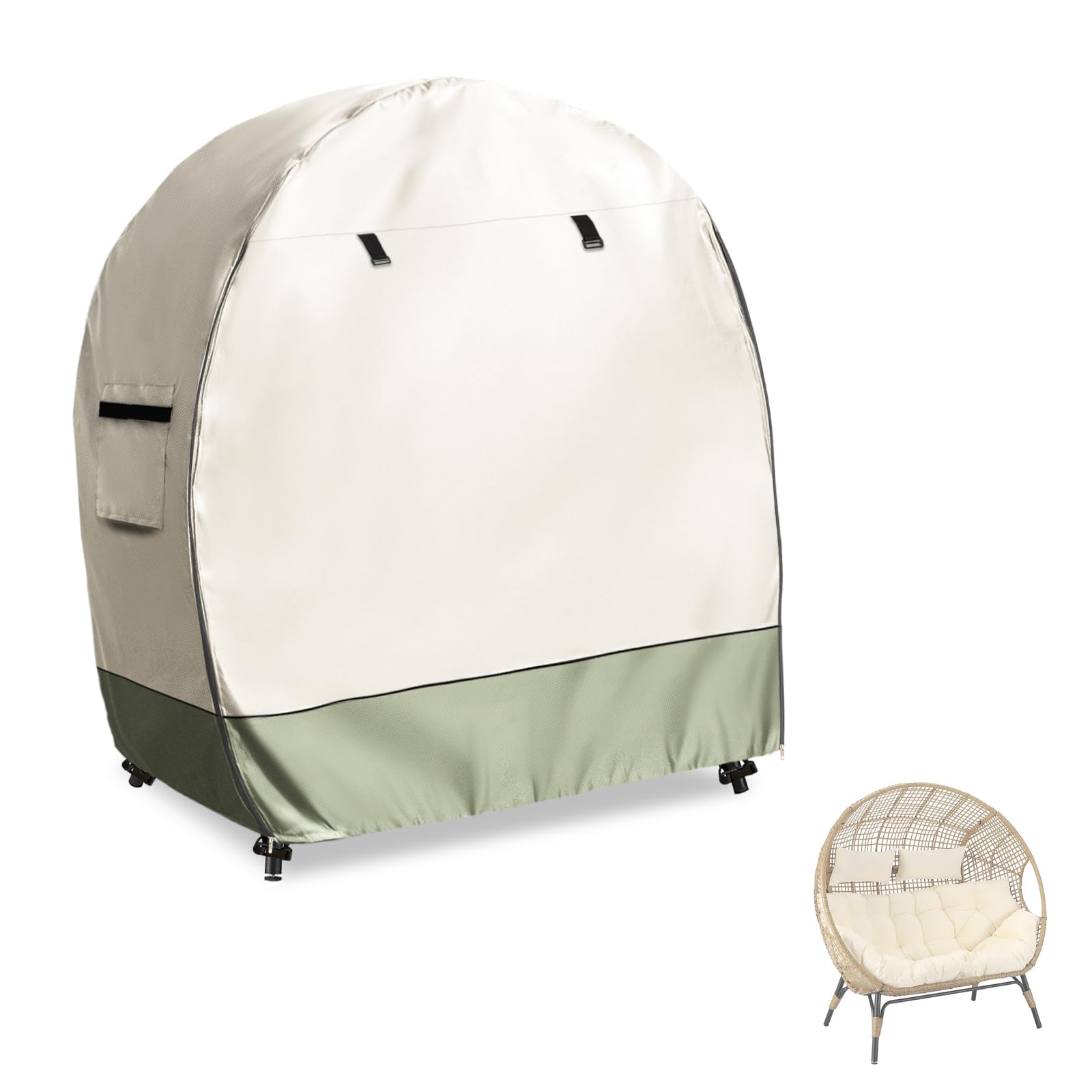 Sobana Waterproof Egg Chair Cover with Double Zipper,Outdoor Double Seat Hanging Egg Chair Cover, 35.4 x 57.1 x 56.3 Inch,Beige
