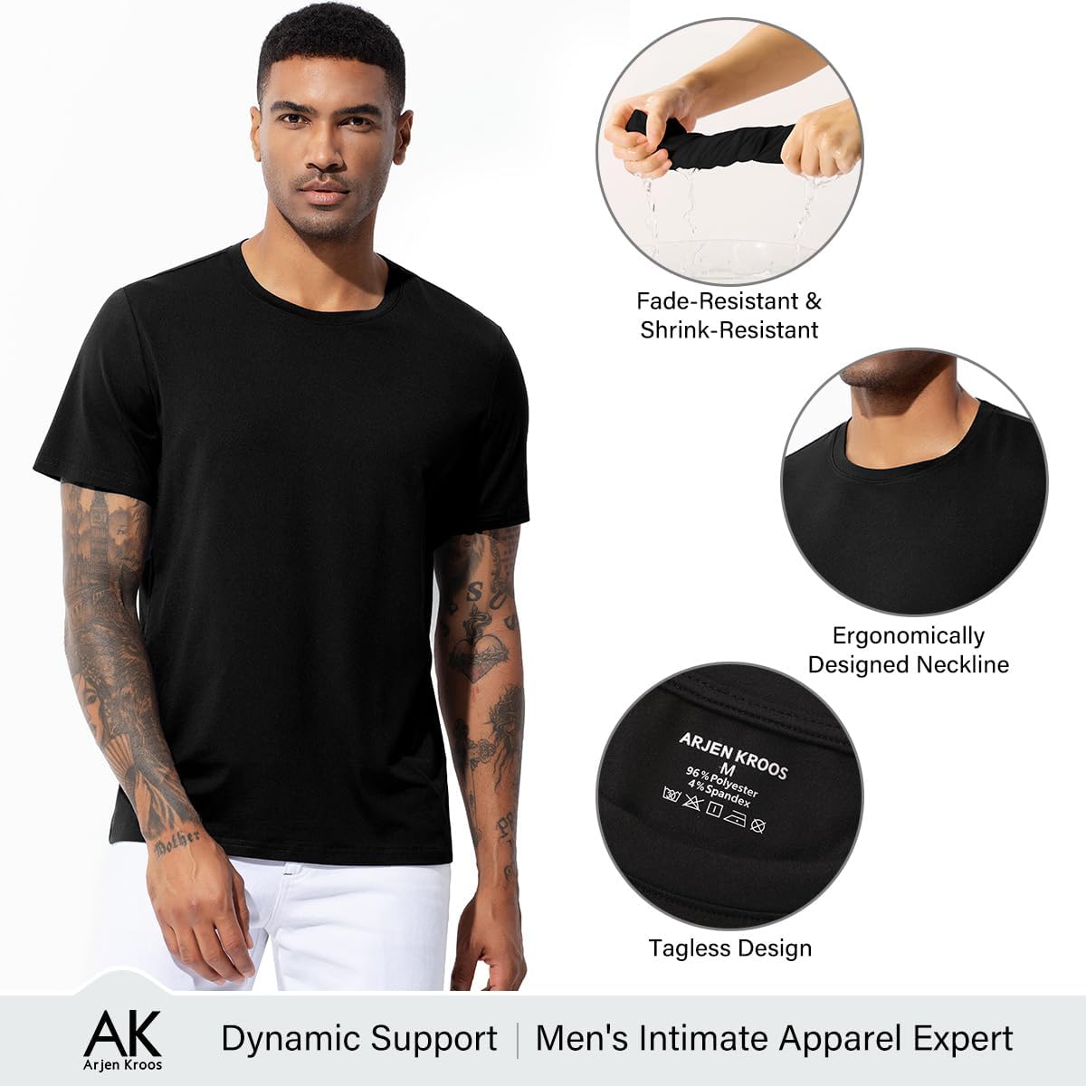 Arjen Kroos Men's Quick Dry Gym T-Shirts Multipack Workout Short Sleeve Shirts Athletic Running Undershirts