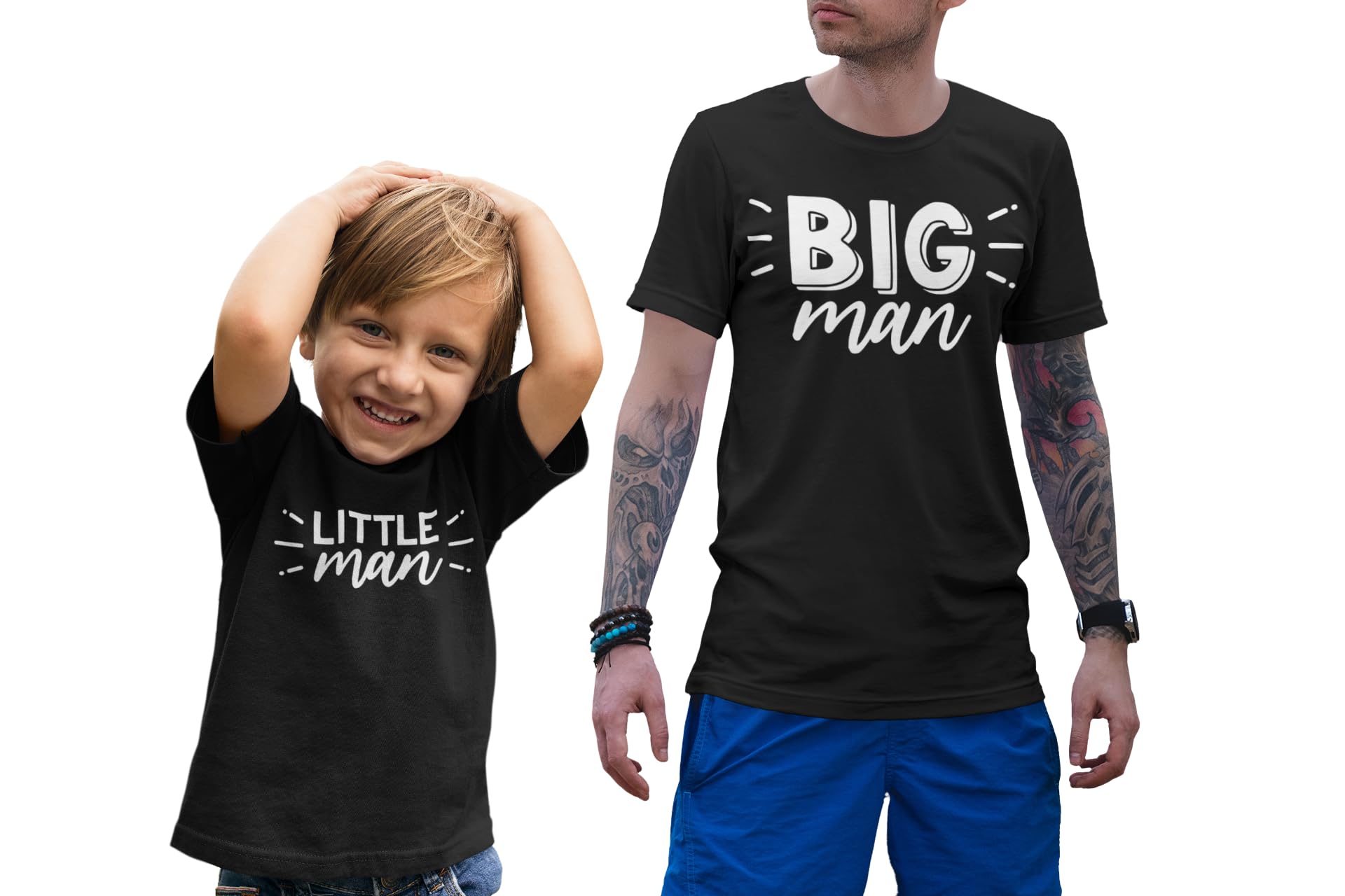 TWO SHIRTS - Big Man - Little Man - Father Son matching shirts - Funny Dad Baby Son tshirt Birthday Gift Father's Day New Baby Boy Man Kid Daddy