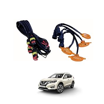 PRIKNIK LED Grille Lights Amber Yellow Grill Led with Fuse Adapter Wiring Harness Kit (4PCS, Amber Shell with Amber Light) Compatible with X-Trail